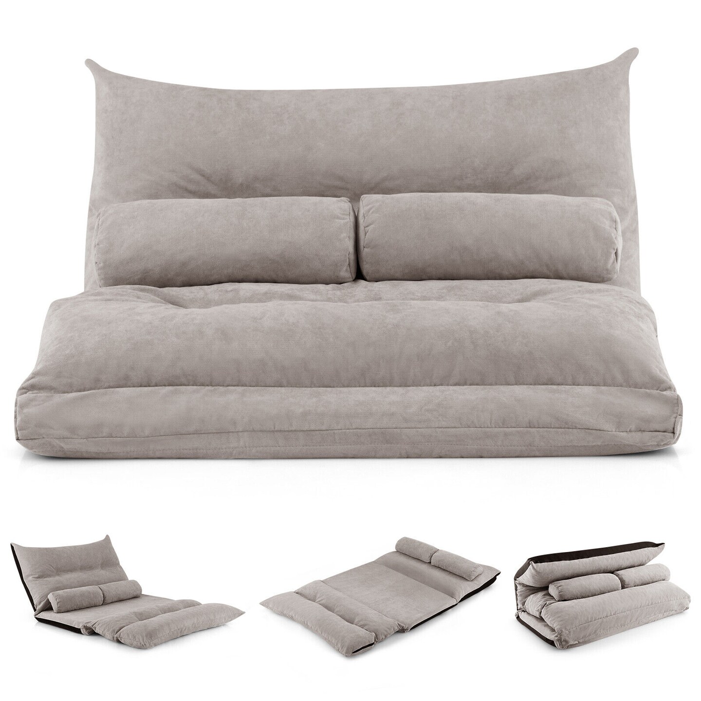 Adjustable Floor Sofa Bed with 2 Lumbar Pillows