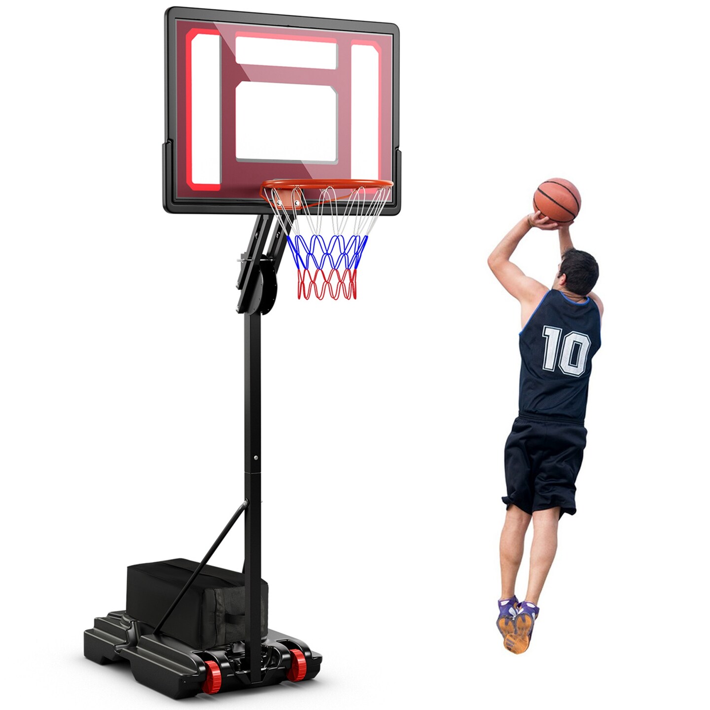 Costway Portable Basketball Hoop System  Adjustable W/Weight Bag Wheels Outdoor