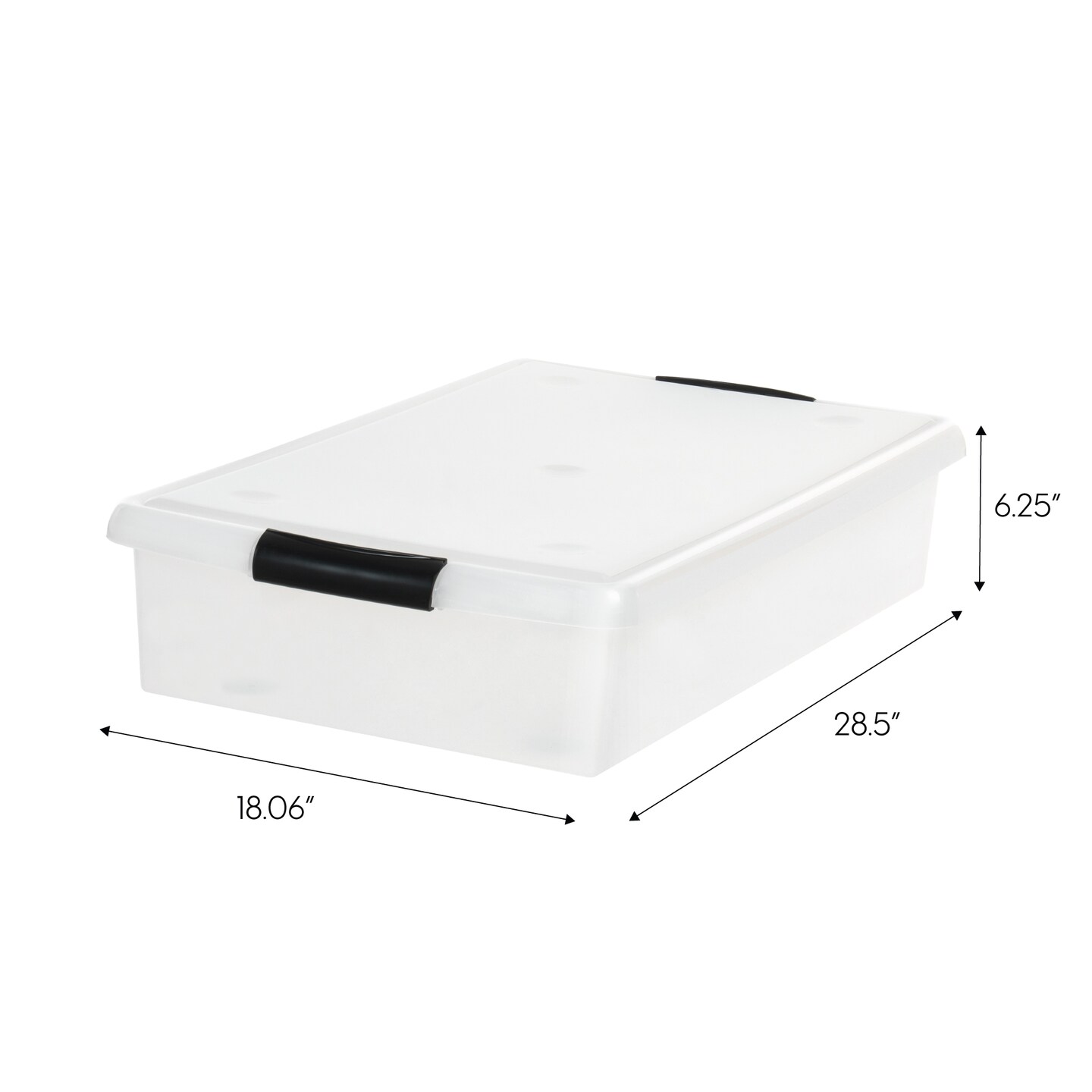 IRIS USA 40 Qt Plastic Under Bed Storage Stackable Nestable Organizer Bin Container with Secure Lids and Durable Black Buckles, Multi-Purpose for Clothes, Shoes, and Bedding, Clear, 3 Pack