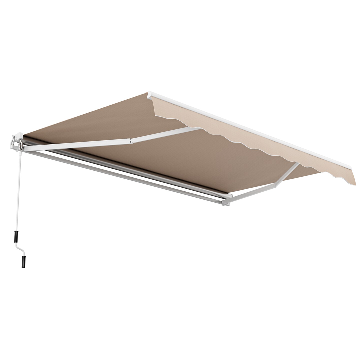 Beige Aluminum Fabric Retractable Patio Awning 13x8 ft Adjustable Shade