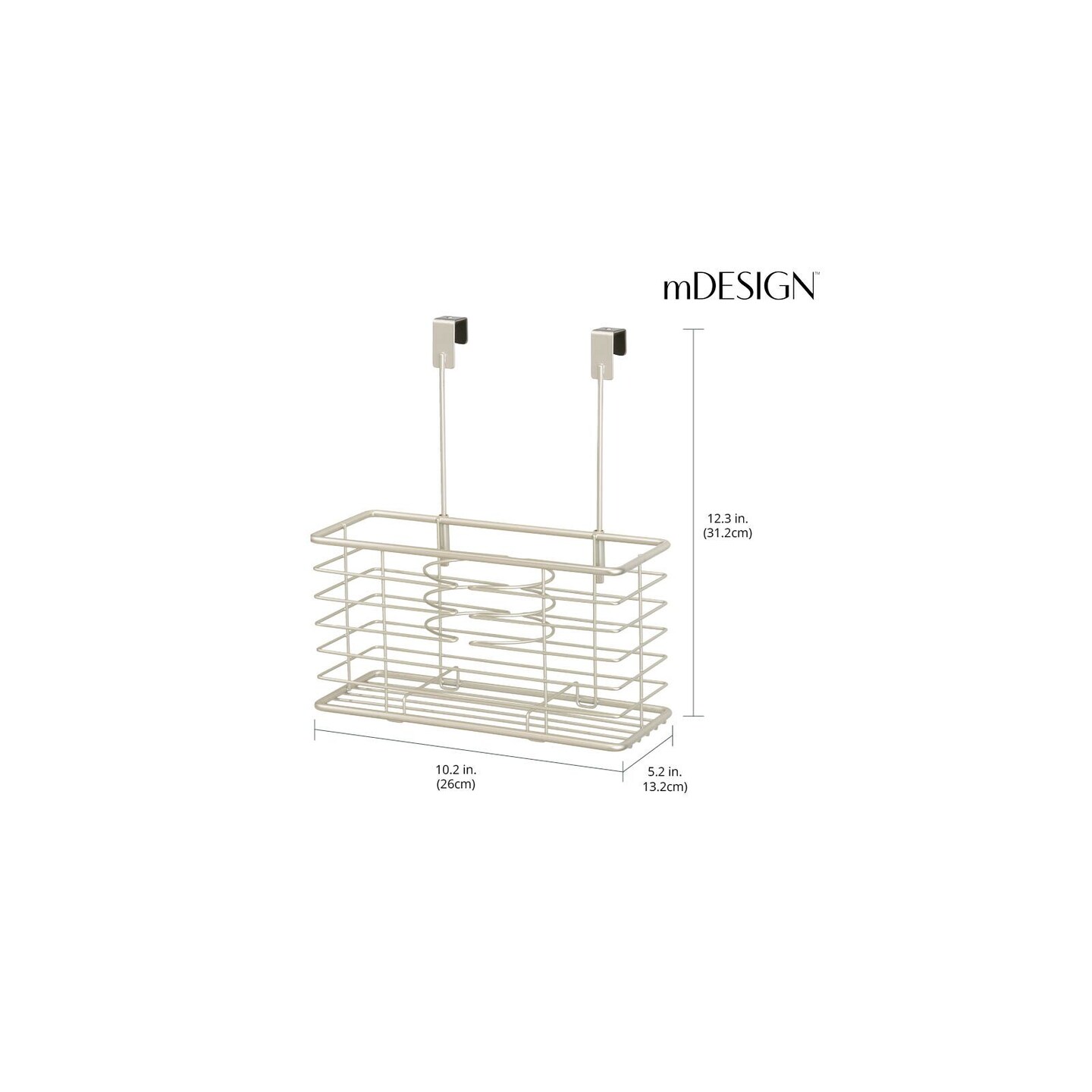 mDesign Steel Over Cabinet/Door Hair Dryer Storage Organizer Holder