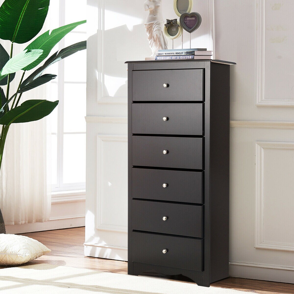 6 Drawers Chest Dresser Clothes Storage Bedroom Furniture Cabinet