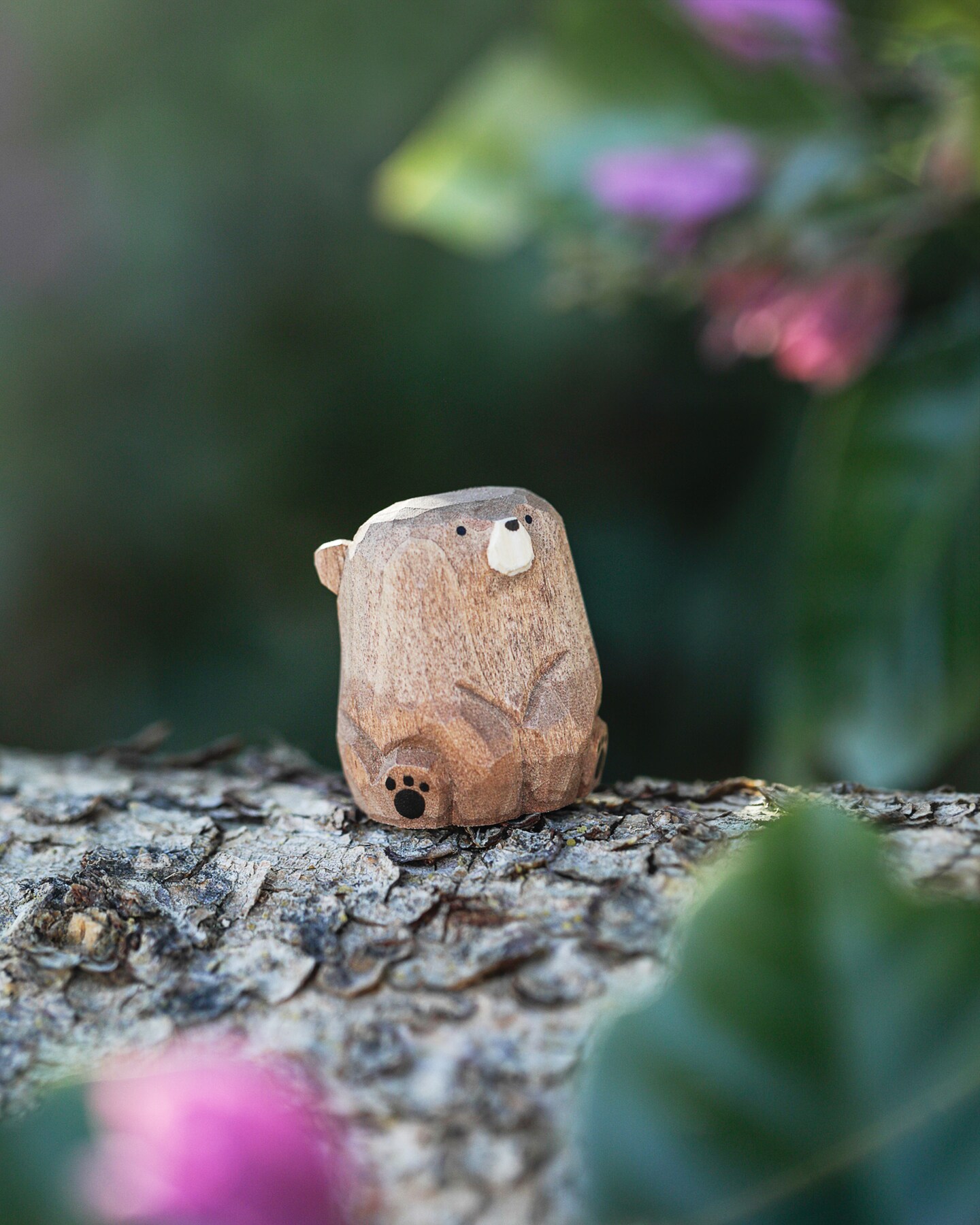 Miniature Wood Bears Hand Carved, Cute Gift, Detailed Rustic Home