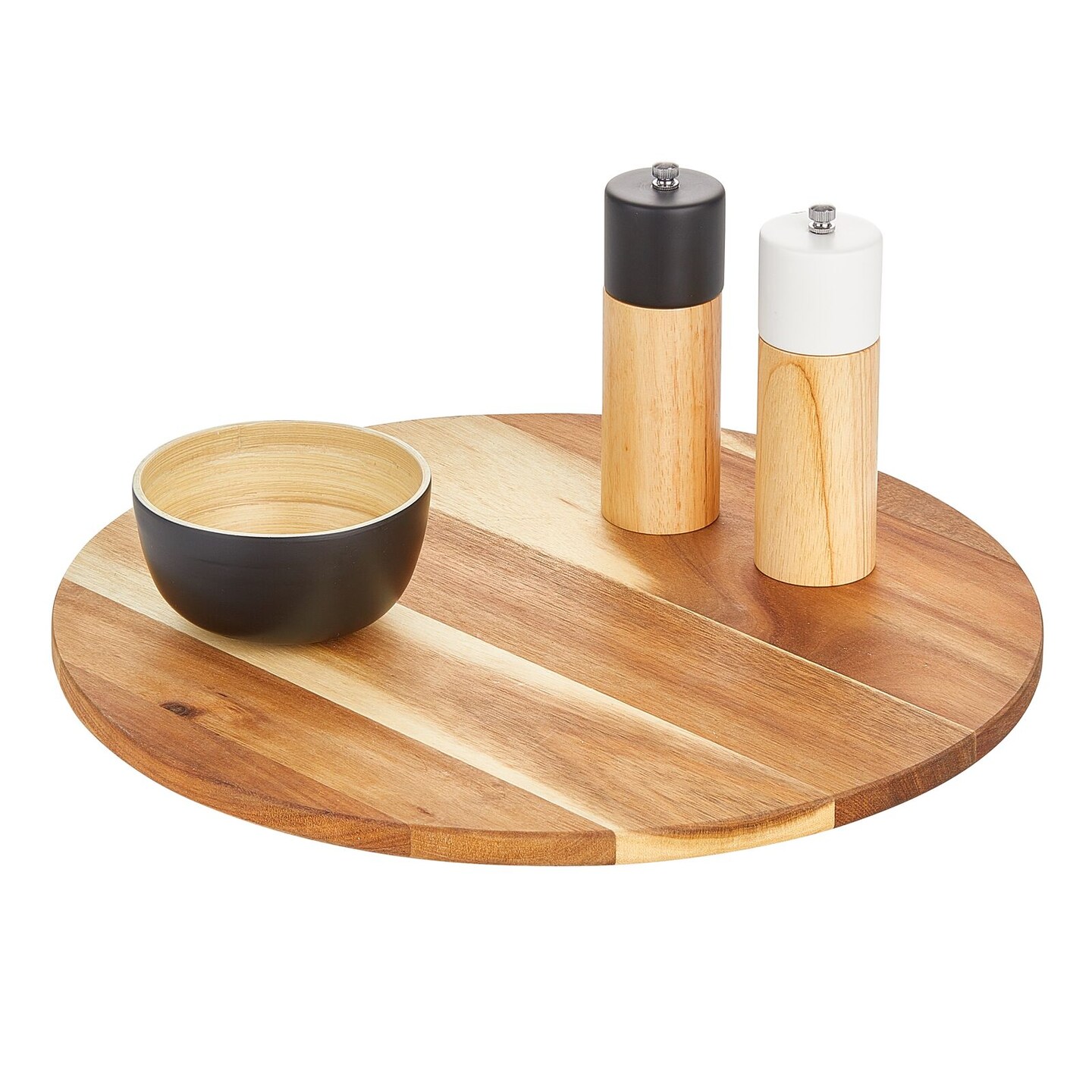 mDesign Acacia Wood Lazy Susan Turntable Spinner, Pantry Organizing
