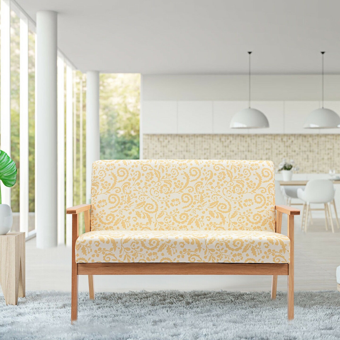 Modern Fabric Loveseat Sofa Couch Upholstered 2-Seat Armchair