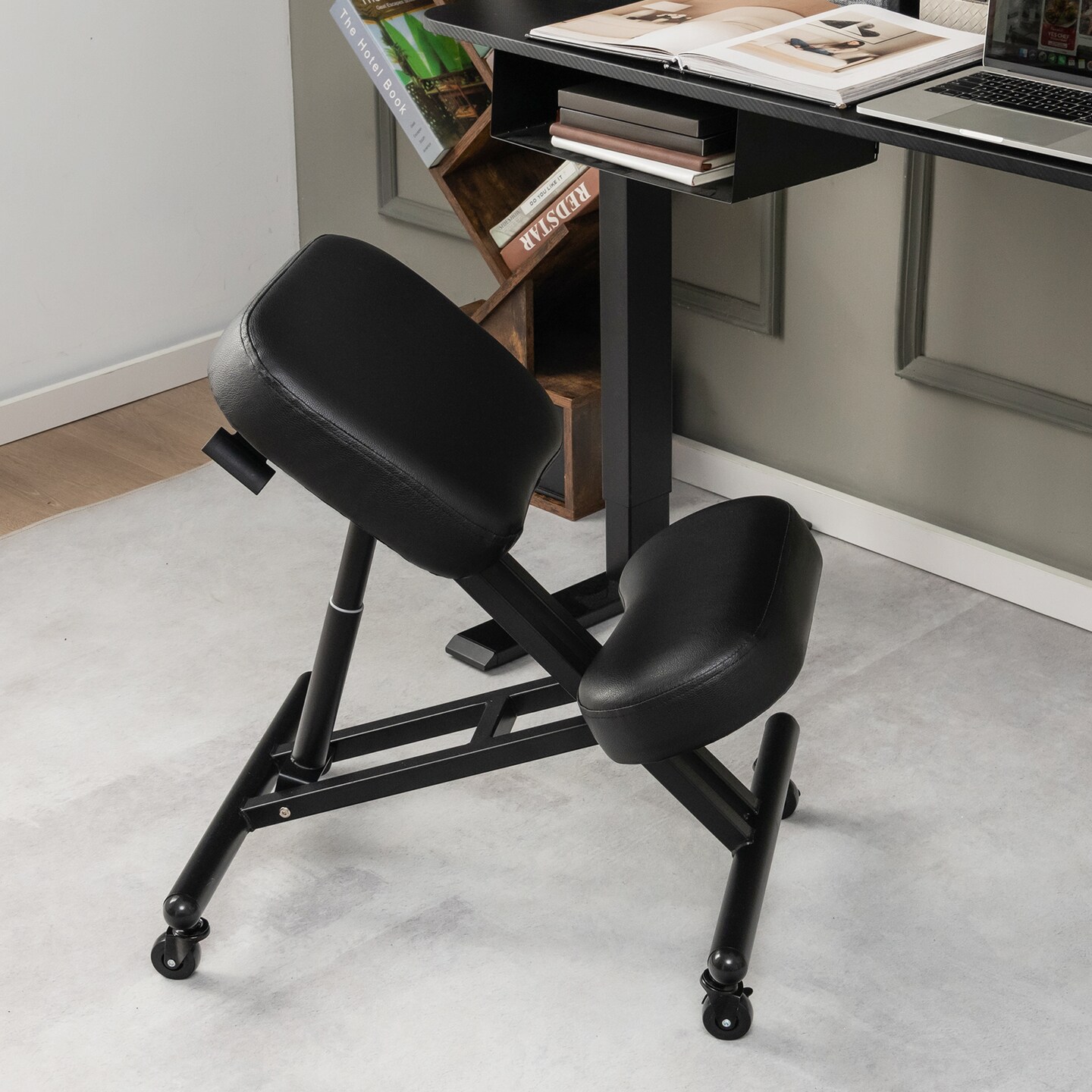 Adjustable Ergonomic Kneeling Chair with Upgraded Gas Spring Rod and Thick Foam Cushions