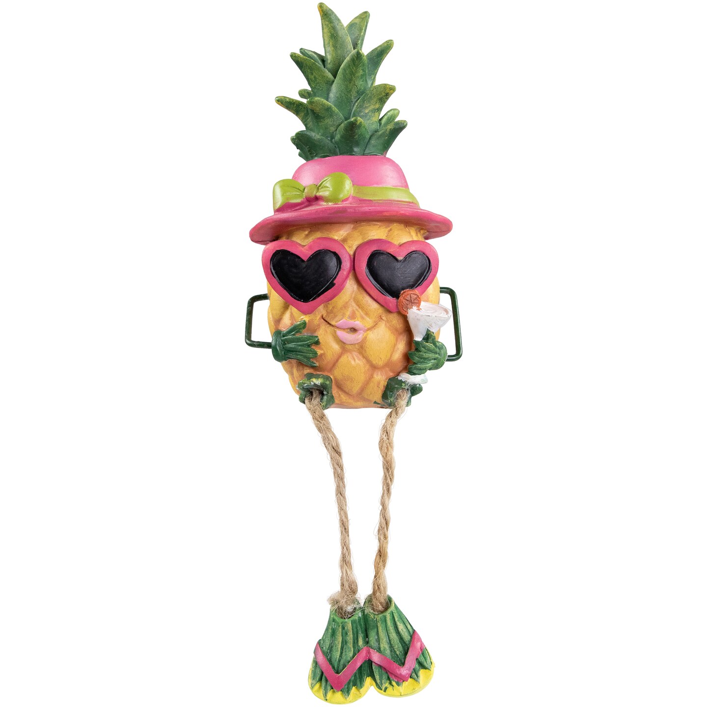 Northlight 6.25&#x22; Tropical Girl Pineapple with Cocktail Outdoor Garden Statue