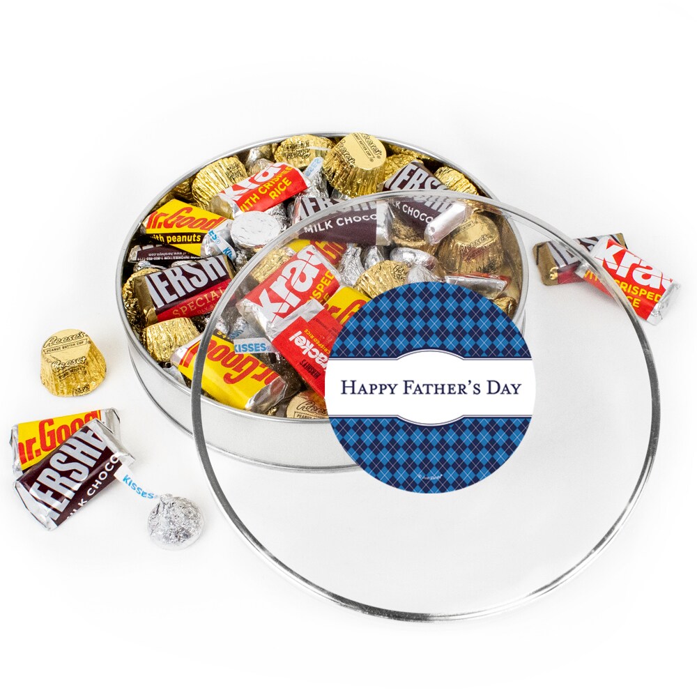 Father&#x27;s Day Candy Gift Tin - Plastic Tin with Hershey&#x27;s Kisses, Hershey&#x27;s Miniatures &#x26; Reese&#x27;s Peanut Butter Cups By Just Candy