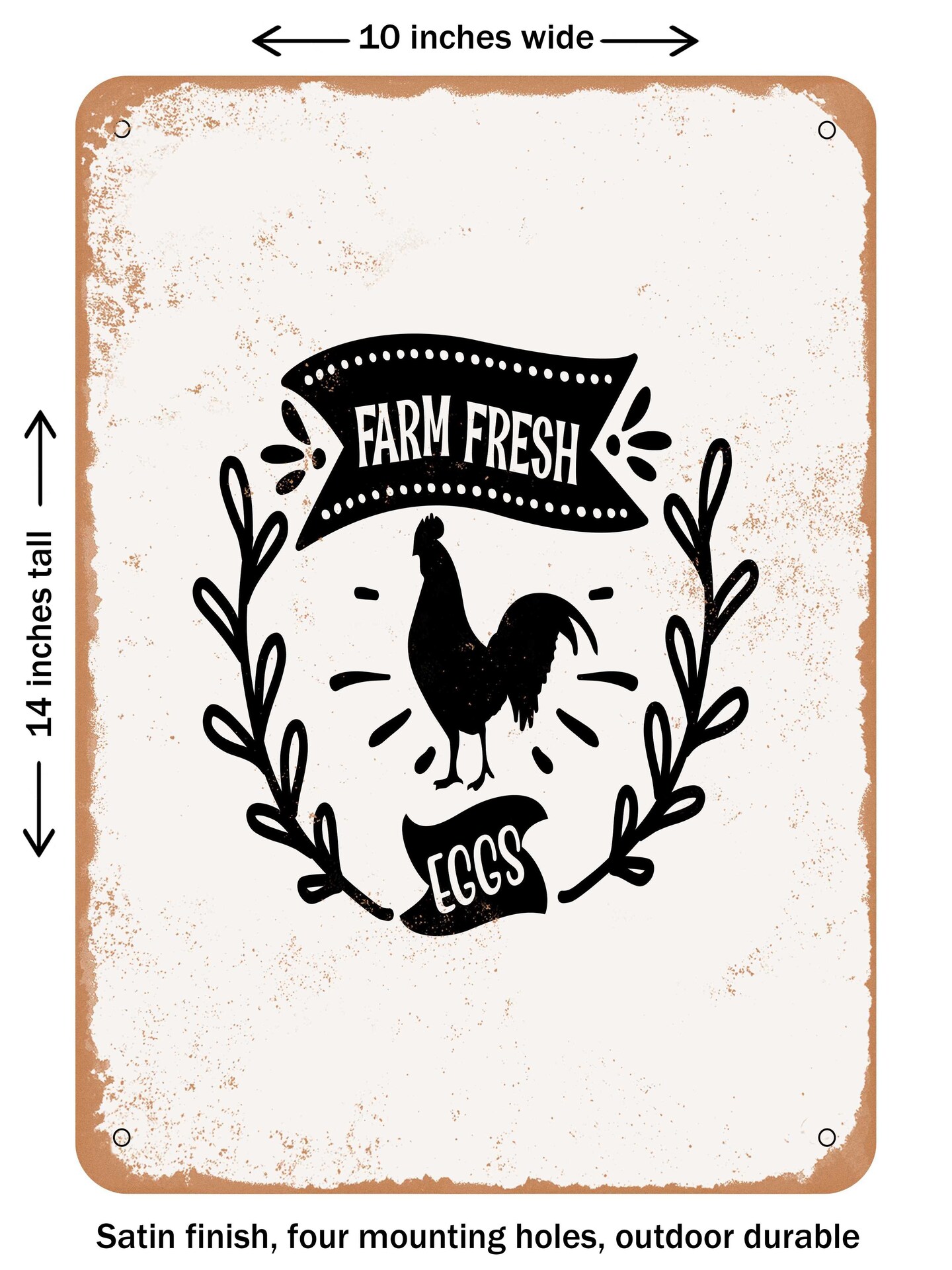 DECORATIVE METAL SIGN - Farm Fresh Eggs - 3  - Vintage Rusty Look
