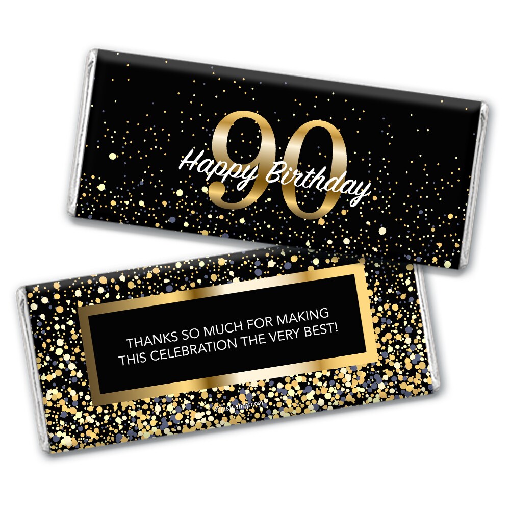 90th Birthday Candy Party Favors Wrapped Hershey's Chocolate Bars or Wrappers Only by Just Candy