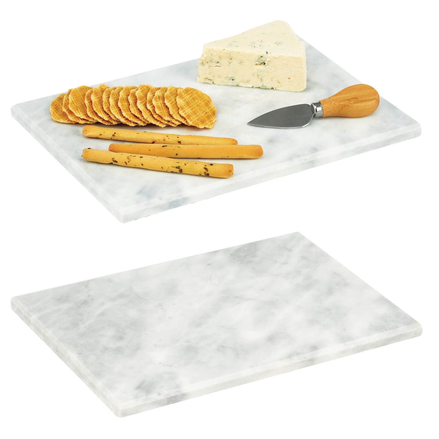 mDesign Slate Slab Kitchen Pastry Cutting Board Serving Tray - 2 Pack