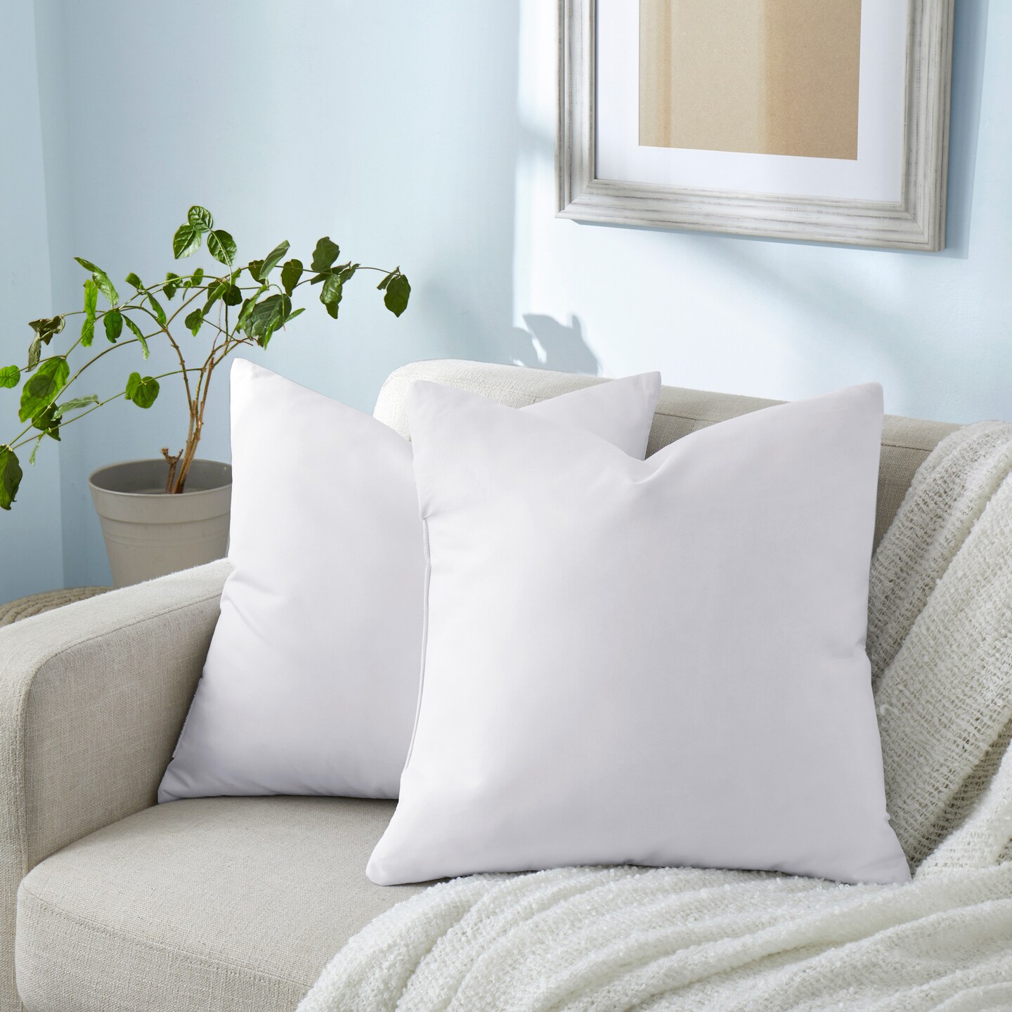 Puredown White Feather Pillows for Sleeping Square Bed Pillows 12 x 20 inch 18 x 18 inch 20 x 20 inch 26 x 26 inch Set of 2