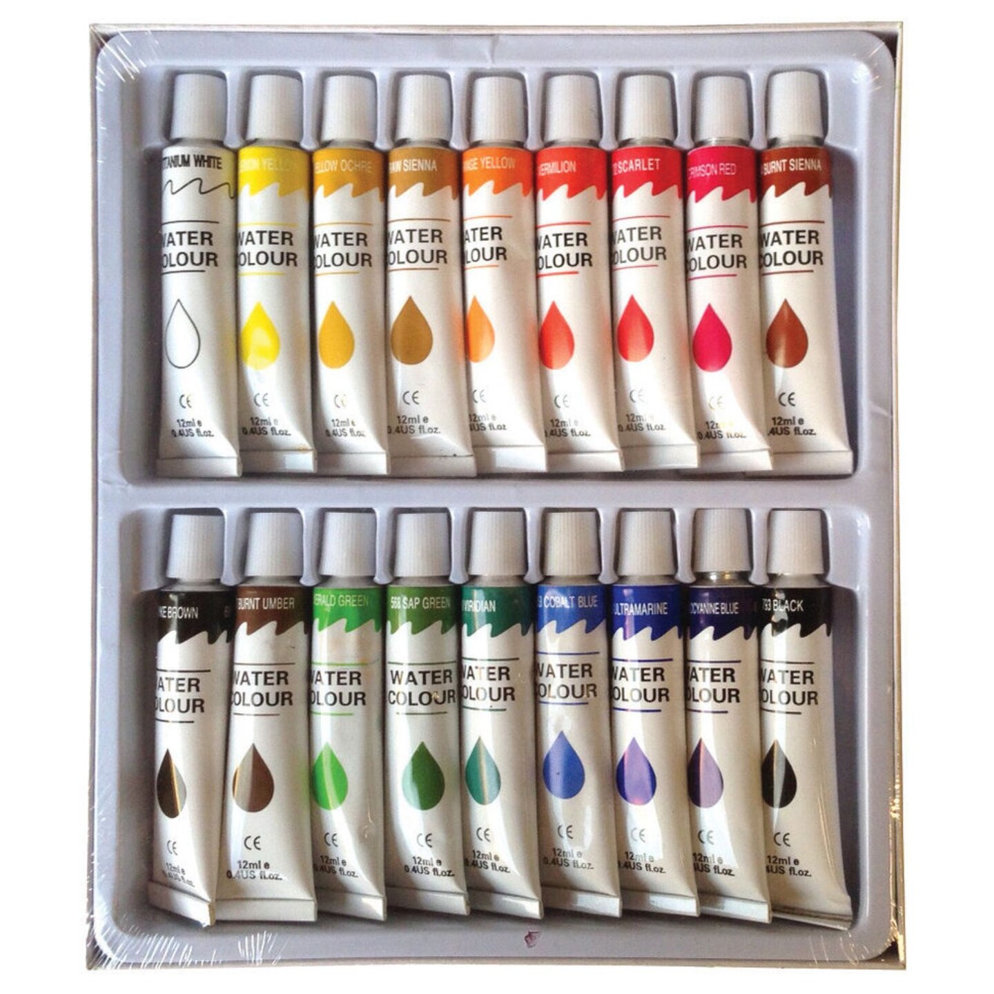 18-Piece Professional Watercolor Paint Set - Artist Painting Pigment Tubes (12ml)