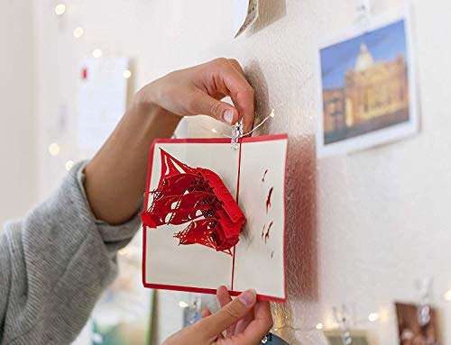 17Ft - 50 LED Photo Clip  Fairy String Lights with 50 Clear Clips for Hanging Pictures, Photo String Lights with Clips - Perfect Dorm Bedroom Wall Decor Wedding Decorations