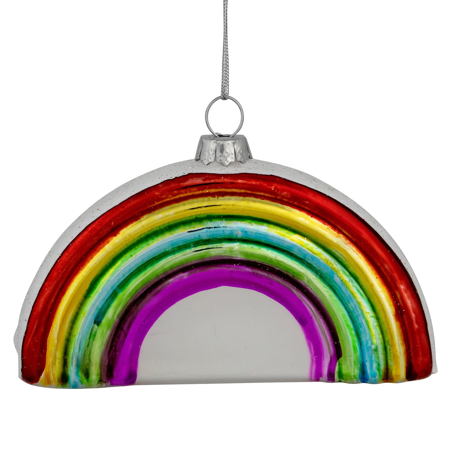 Northlight 4&#x22; Shiny Arched Rainbow Hanging Glass Christmas Ornament