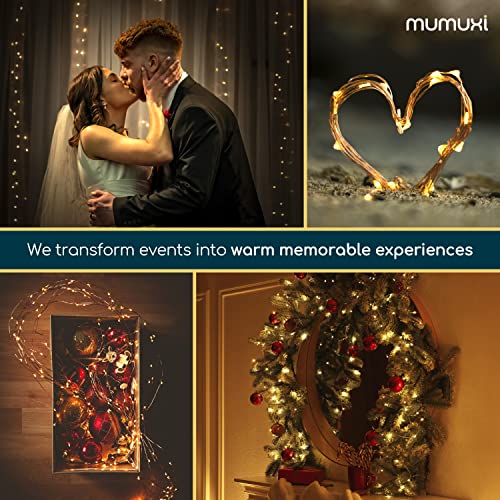 MUMUXI Led Fairy Lights Battery Operated Lights [16 Pack] Mason Jars Centerpiece Wedding Decor String Lights Battery Powered Lights, Christmas, Copper Wire Small Battery Fairy Lights (10ft Warm White)