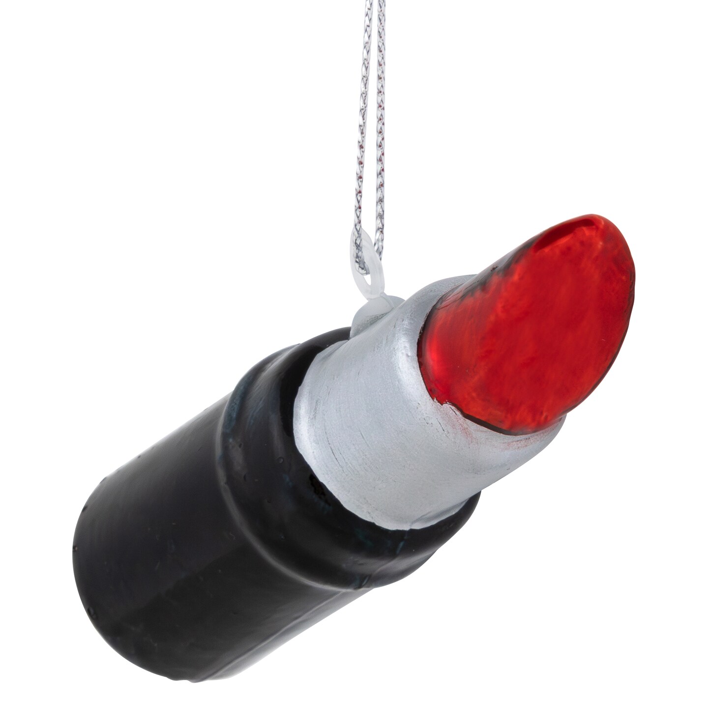 Northlight 3.75" Black and Red Lipstick Glass Christmas Ornament