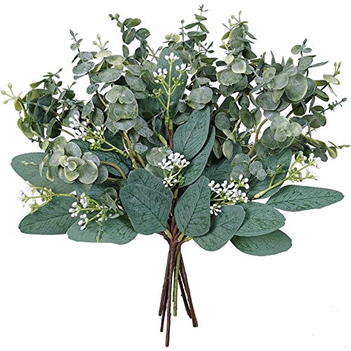 Artificial Babys Breath Flowers Silk White Peony Roses Eucalyptus Leaves  Wedding Bridal Bouquets for Table Centerpieces Valentine's Day Gifts  Birthday Gifts Decoration