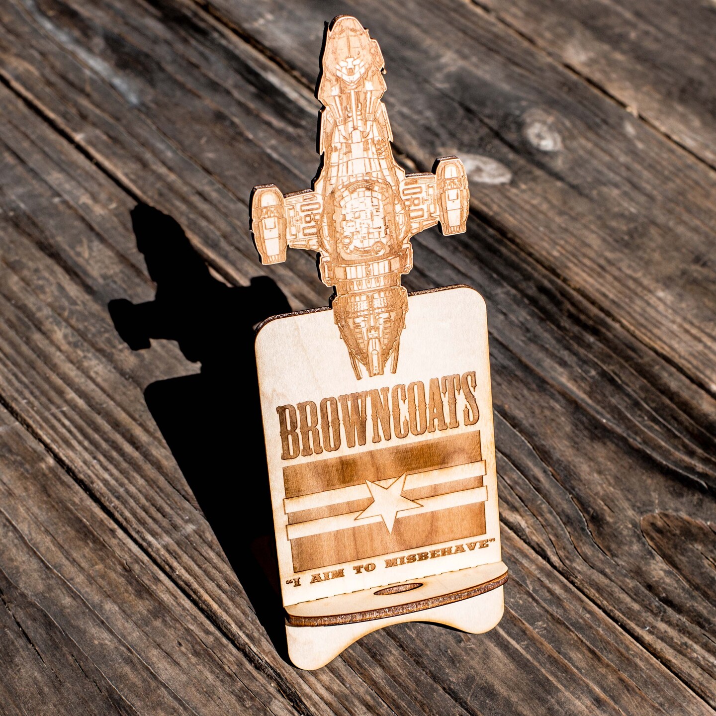 Phone Charging Station - Browncoats - Raw Wood