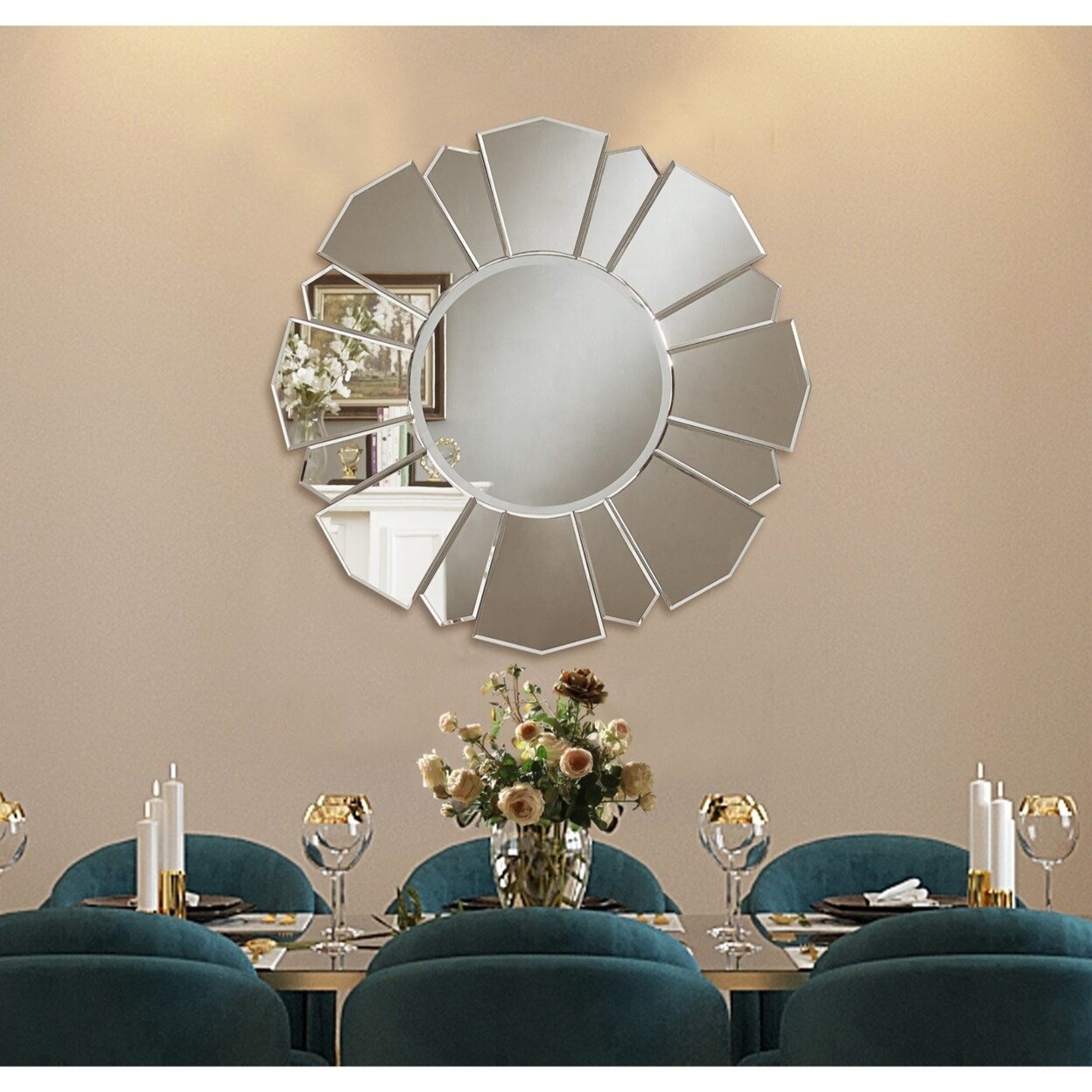 Inspired Home Aryana Mirror - Accent Flower Shape 32.7&#x22; x 32.7&#x22; x 0.7&#x22; Wall Mounted