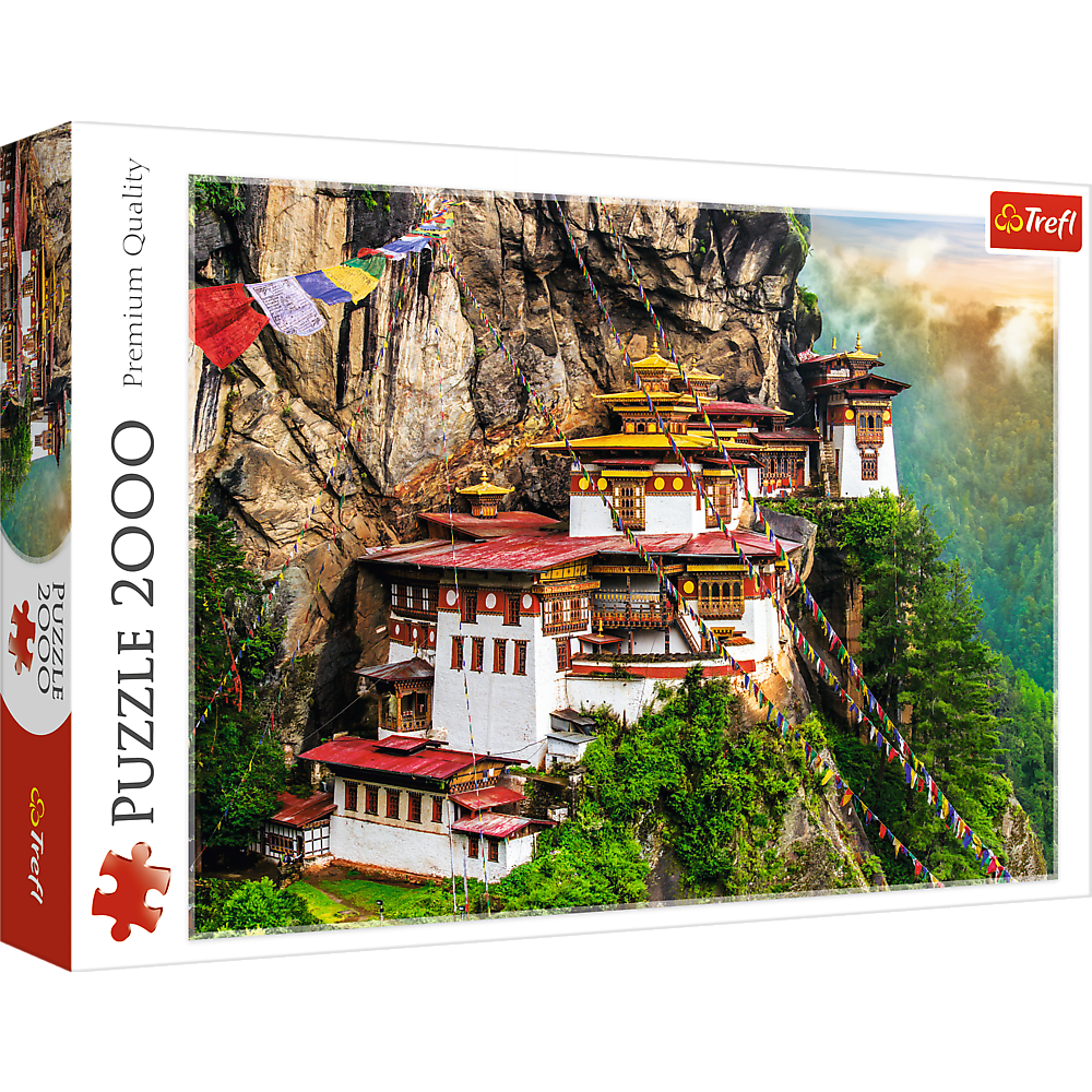 2000 Piece Jigsaw Puzzles, Tiger&#x27;s Nest, Puzzle of Bhutan, Himalayan Mountain Puzzle, Adult Puzzles, Trefl 27092