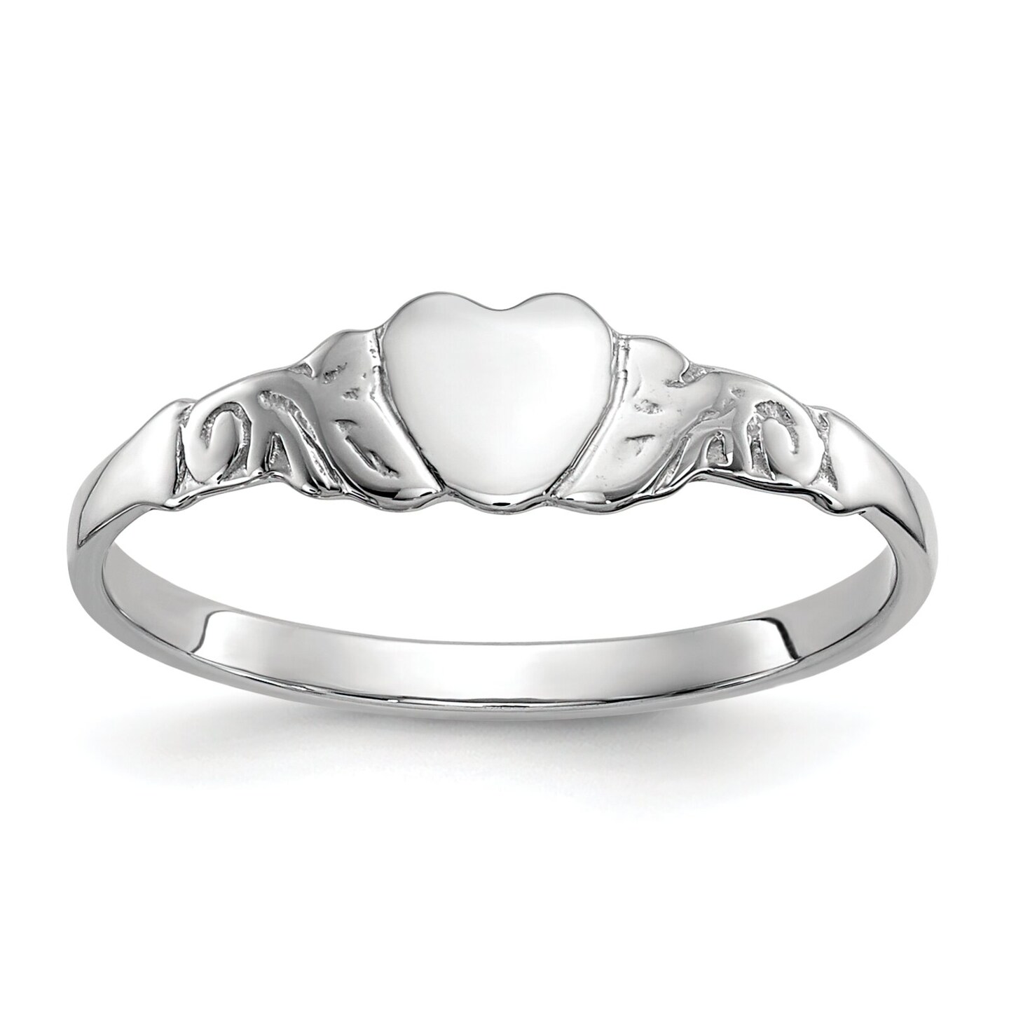 10K White Gold Heart Ring Childs Jewelry Size 4.5