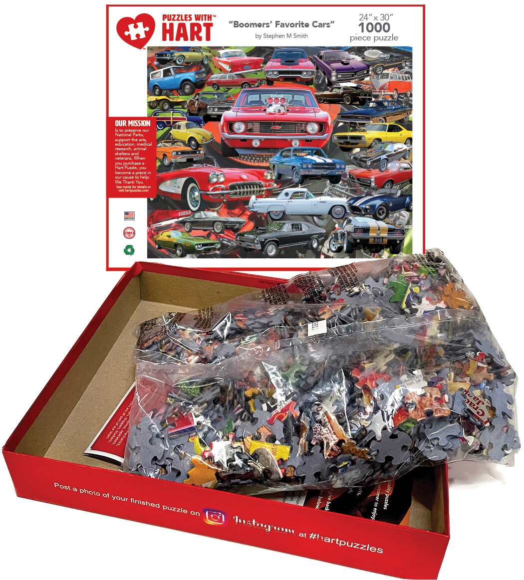 Hart 24&#x22;x30&#x22; 1000 pc Premium Jigsaw Puzzle - Boomers&#x27; Favorite Cars 