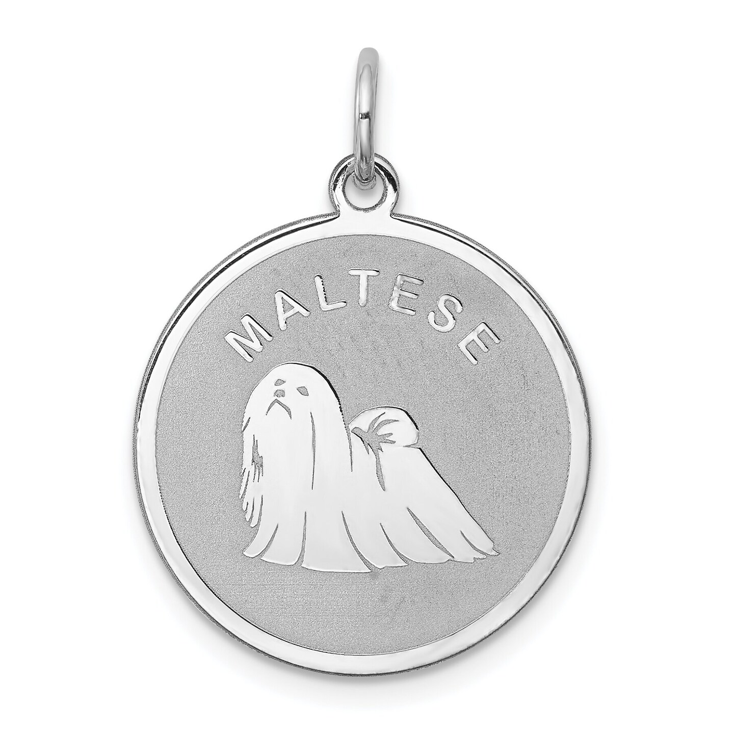 Sterling Silver Maltese Disc Charm Pendant Jewelry 26mm x 19mm