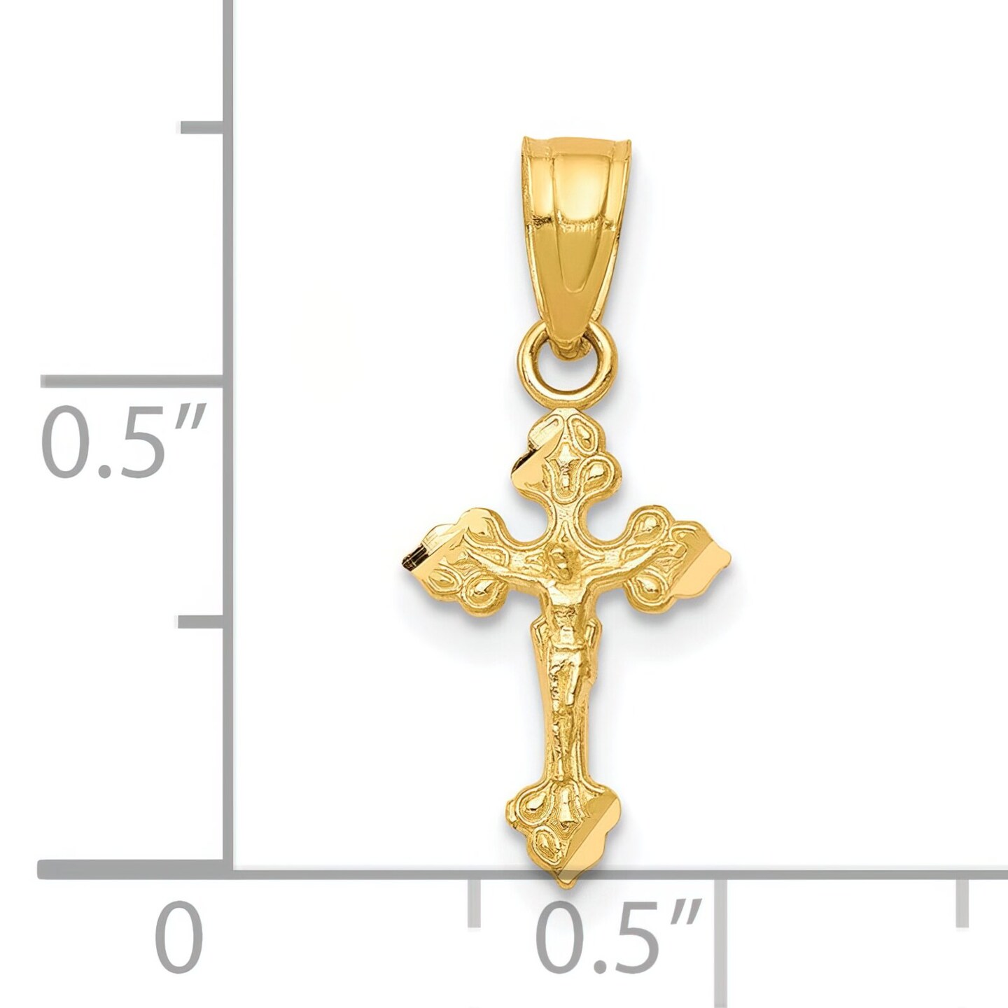 10K Gold Tiny Crucifix Pendant Charm Jewelry 18 x 9mm