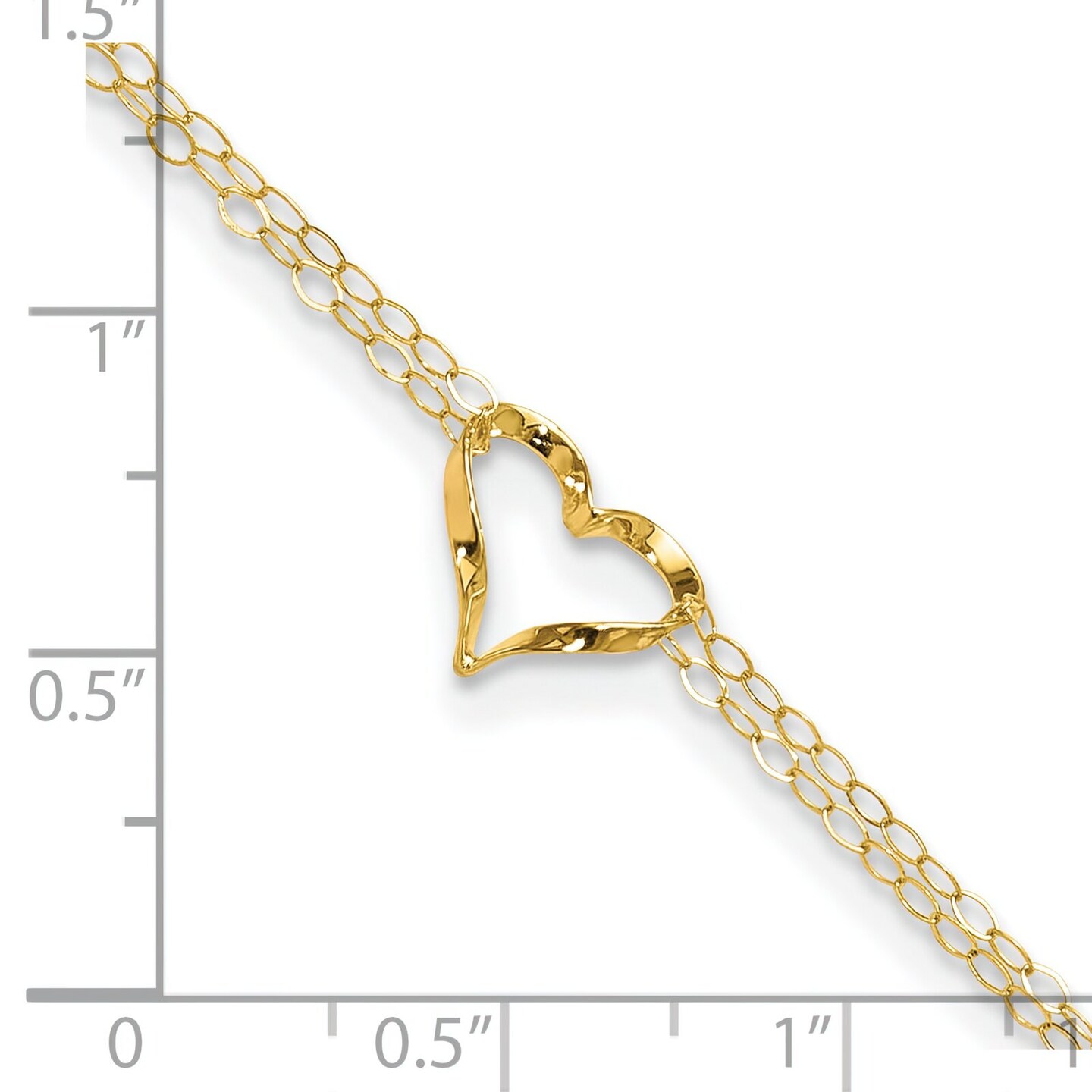 14K Gold Double Strand Heart Anklet Jewelry 9&#x22;