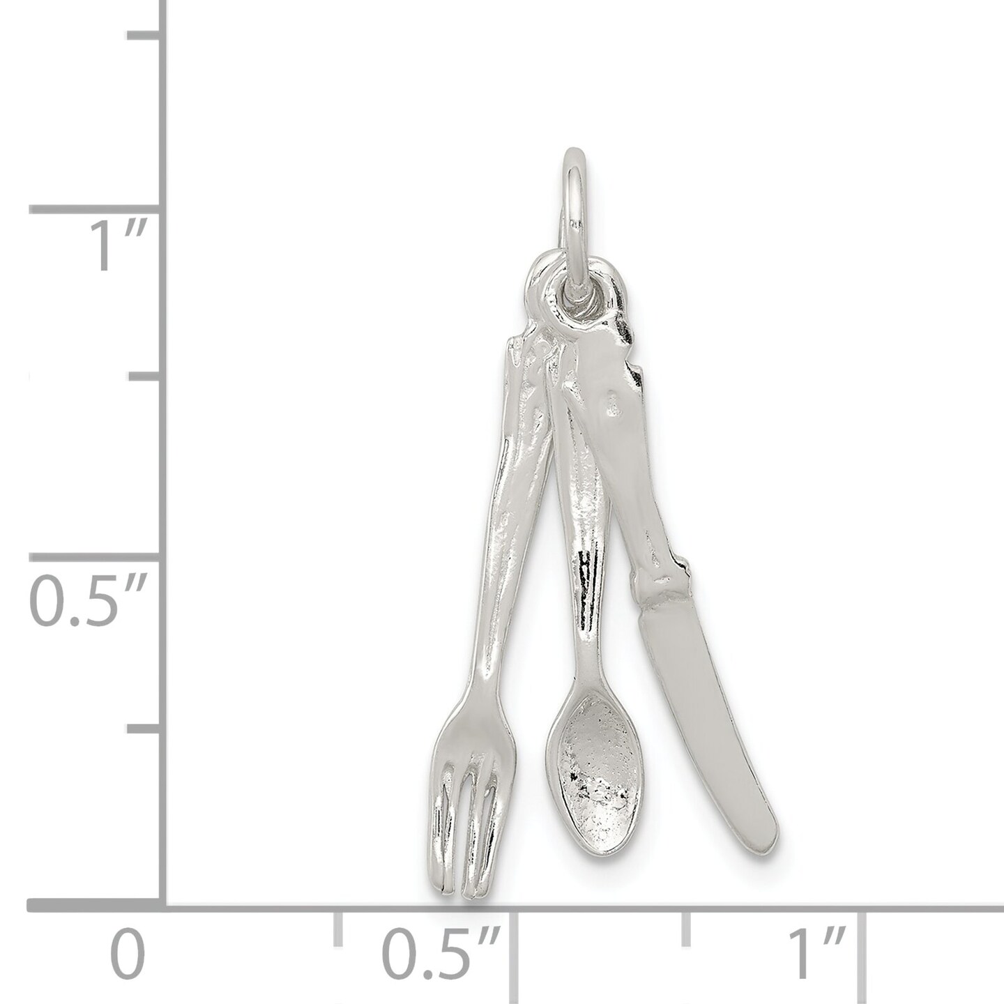 Sterling Silver Knife Fork Spoon Charm Pendant Jewelry 28mm x 10mm