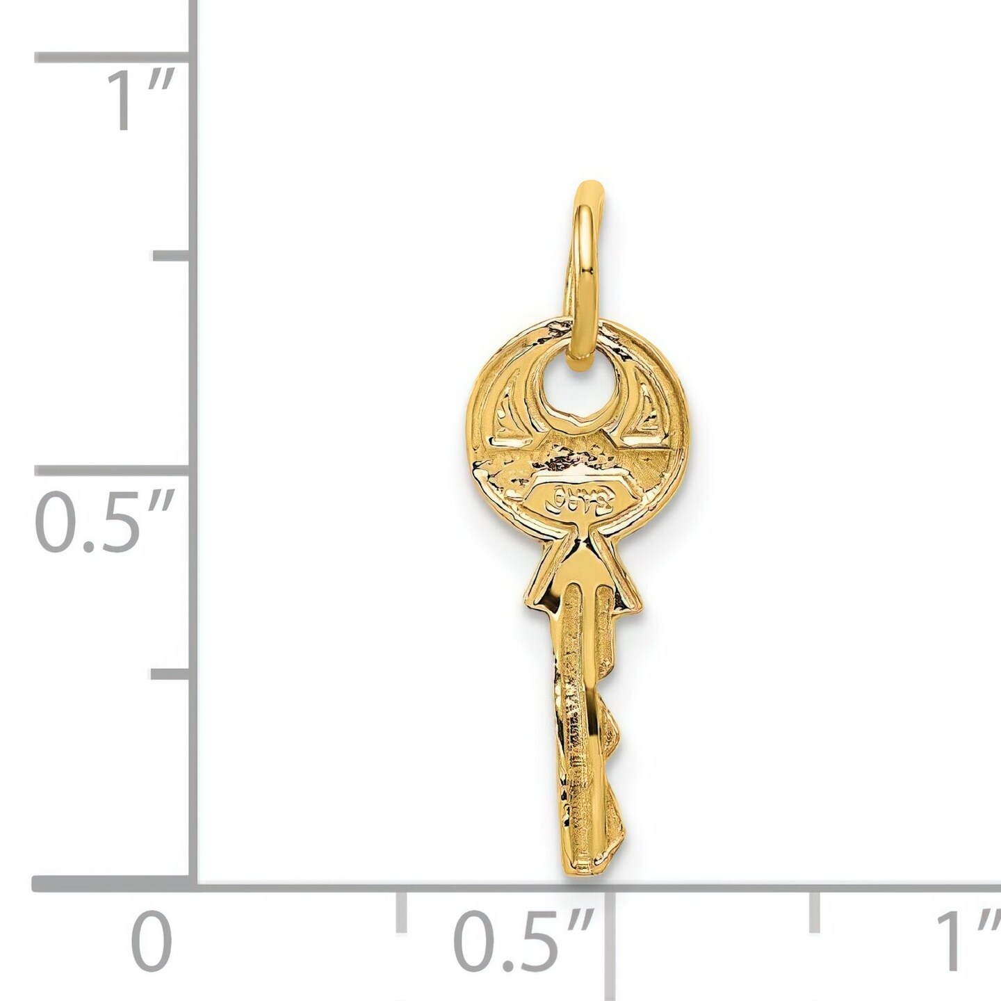14K Yellow Gold Key Charm Necklace Jewelry Pendant 20mm x 8mm
