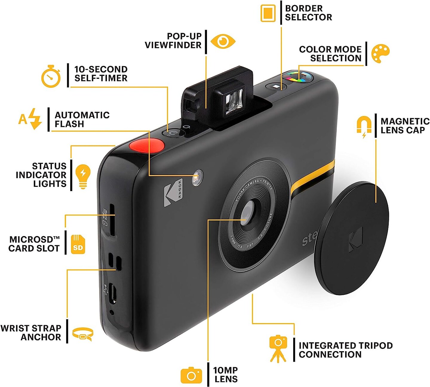 Kodak Step Digital Instant Camera with 10MP Image Sensor, ZINK Technology, Built-in Flash &#x26; 6 Picture Modes