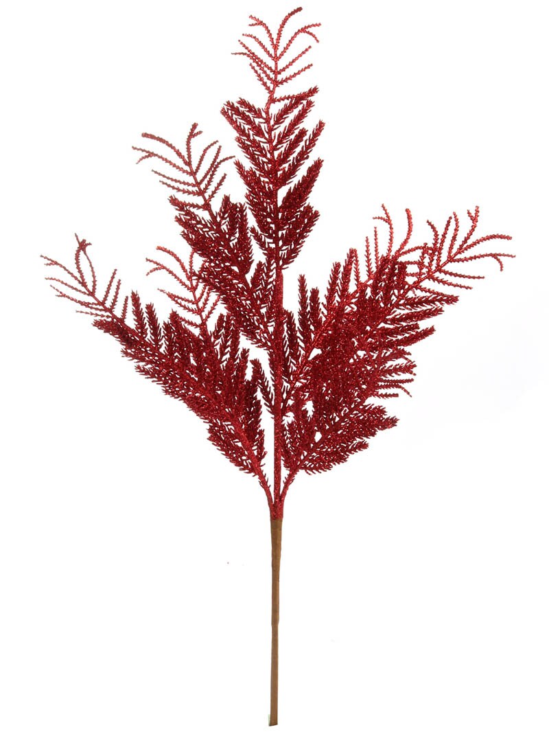 20&#x22; Red GLITTER FIR SPRAY20 Pieces