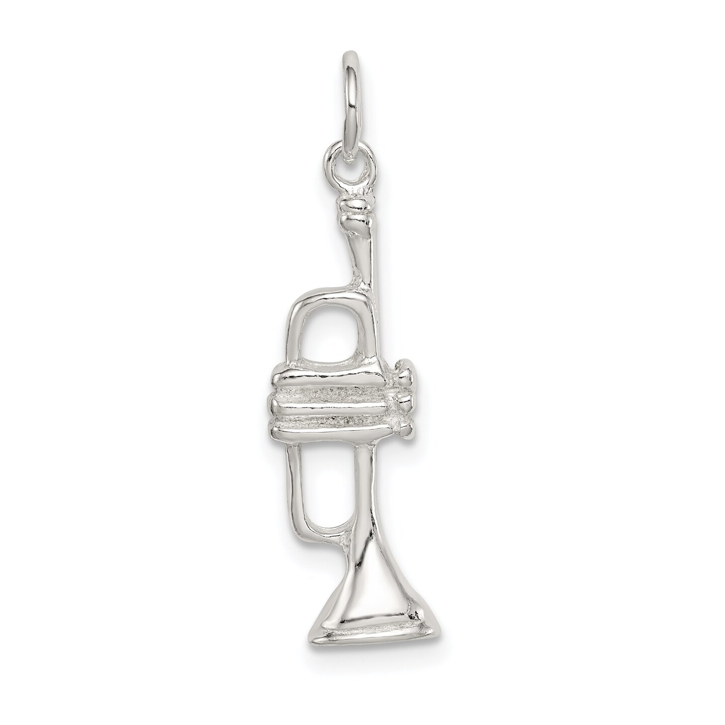 Sterling Silver Trumpet Charm Music Jewelry Pendant 25mm x 8mm