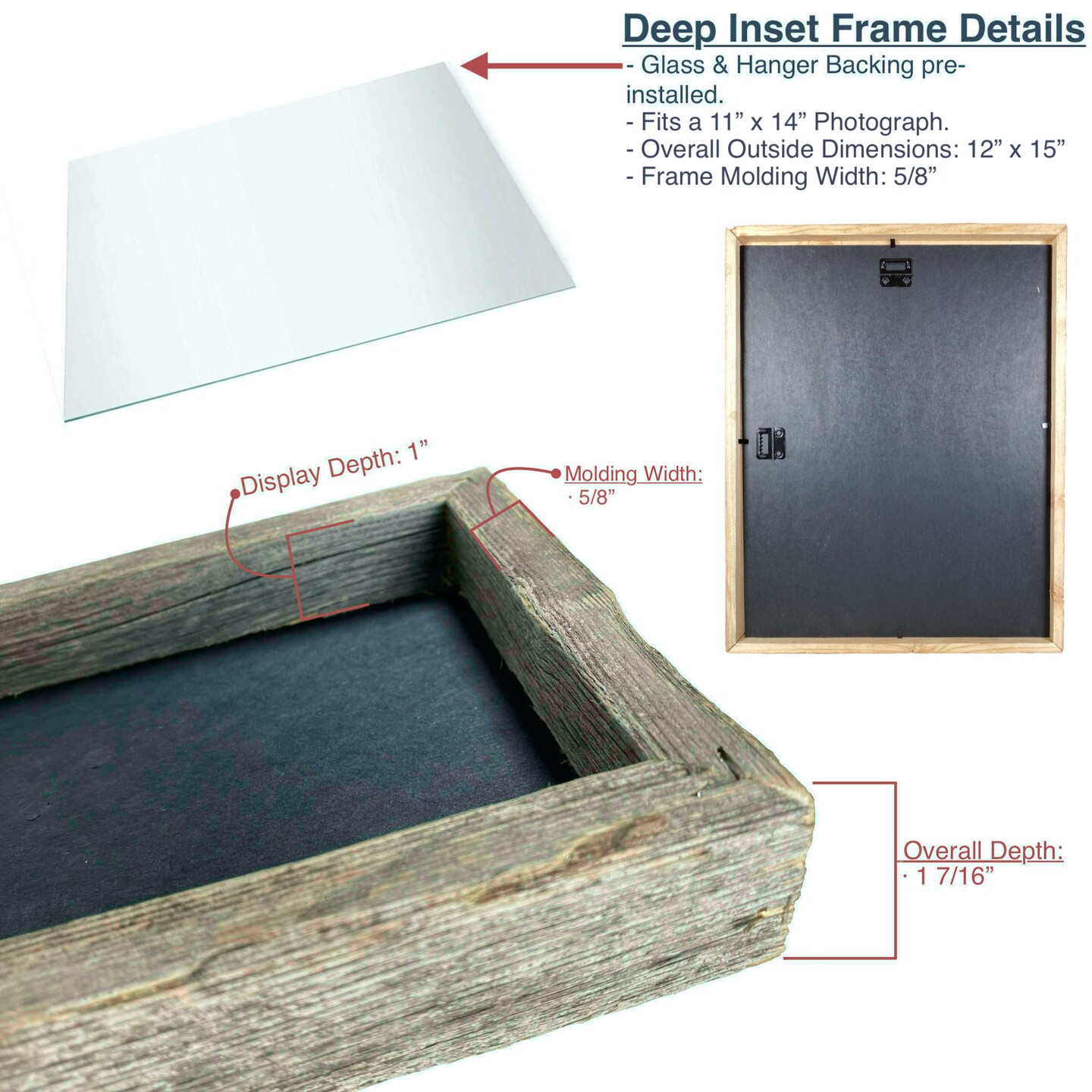 Rustic Farmhouse Signature Series Reclaimed Solid Wood Deep Inset ...