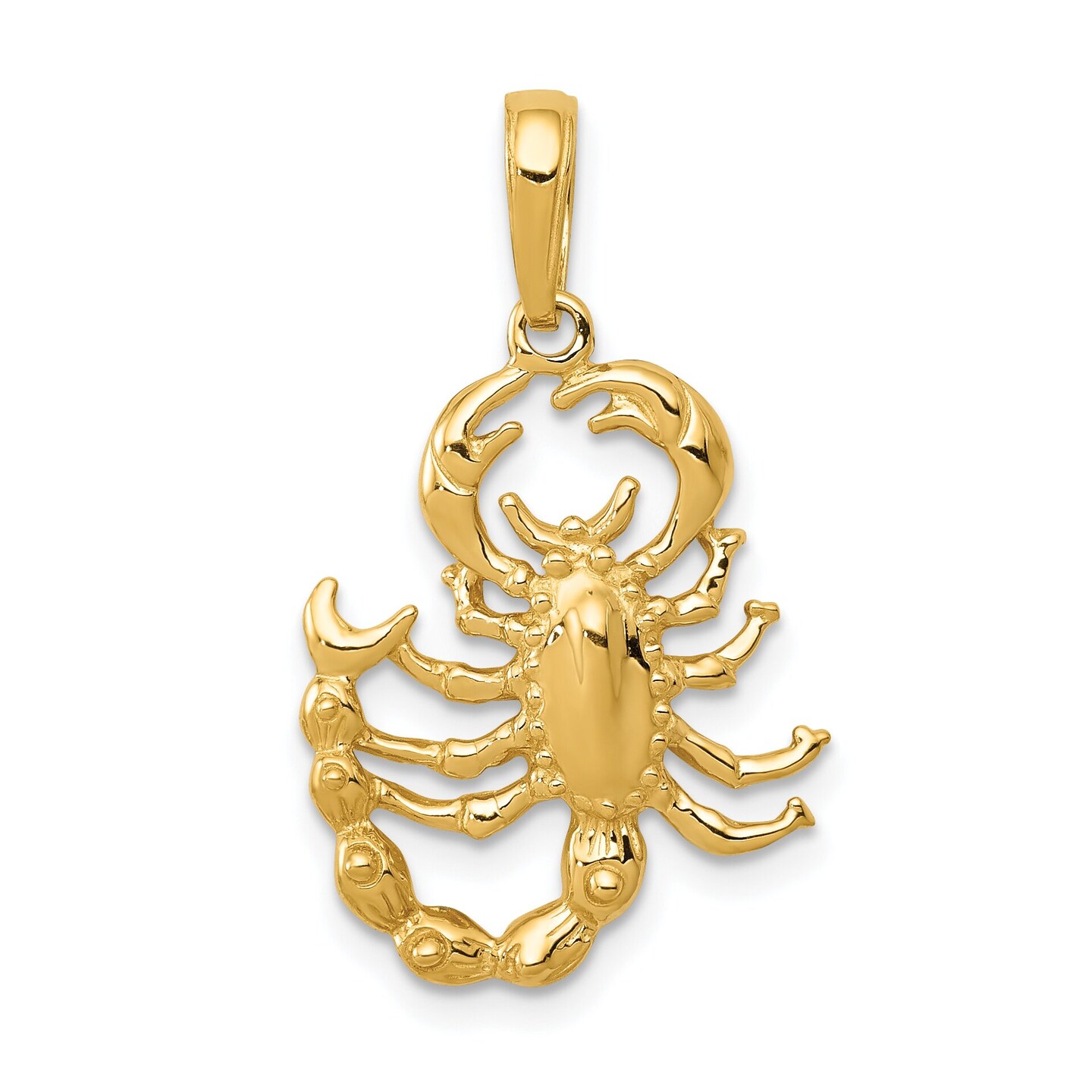 14K Yellow Gold Scorpion Charm Scorpio Zodiac Pendant Jewerly 24.5mm x 15.5mm