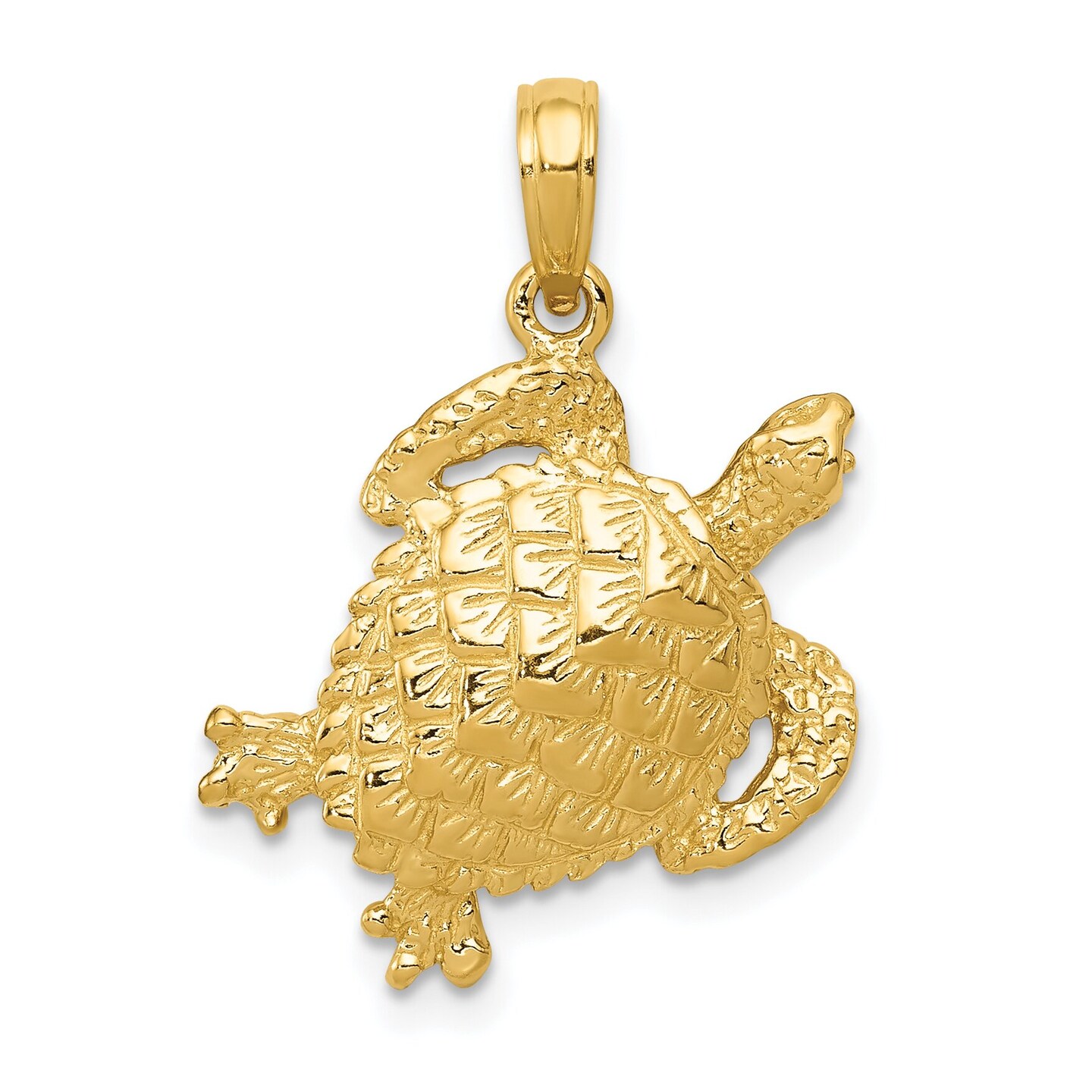 14K Gold Sea Turtle Charm Ocean Jewelry Jewelry 25mm x 18mm