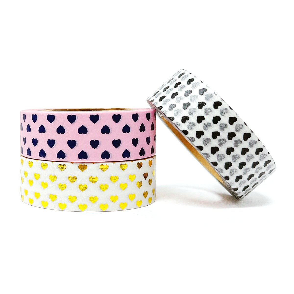 Wrapables Masking Tape Washi Tapes Valentine Hearts Washi Tape Set of 3