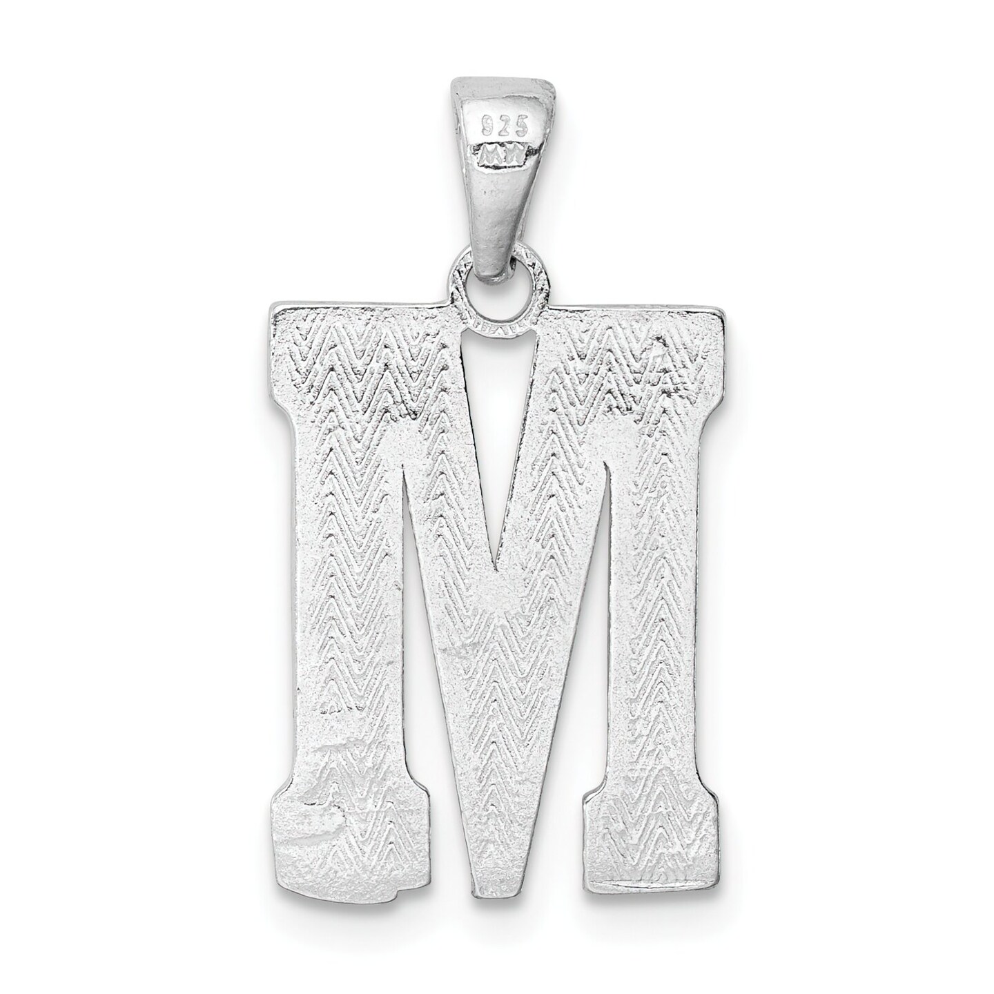 Sterling Silver Initial Letter M Charm Pendant Jewelry 25mm x 9mm