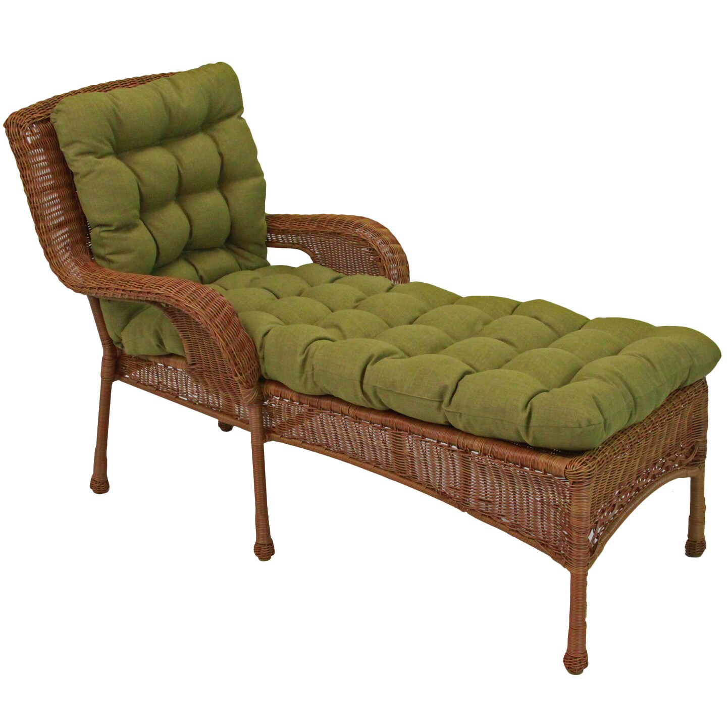 74-inch by 19-inch Squarded Outdoor Spun Polyester Tufted Chaise Lounge Cushion - Avocado