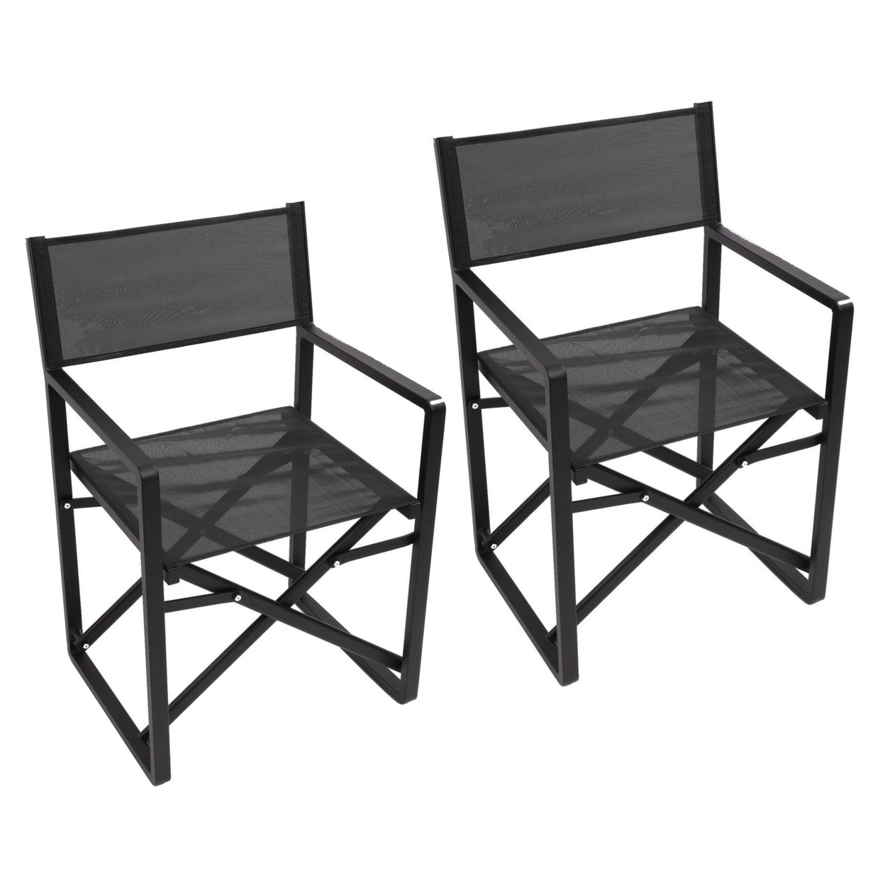 Saltoro Sherpi Metal Director Chair with X Shaped Braces, Set of 2, Black-