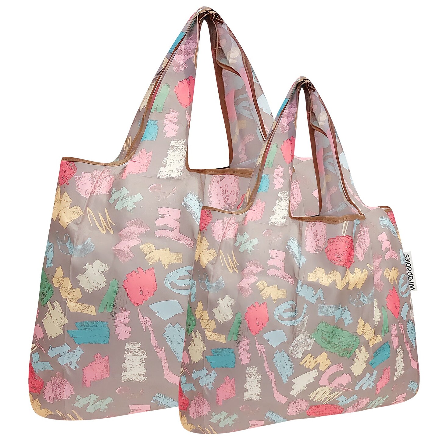 Wrapables Large & Small Foldable Tote Nylon Reusable Grocery Bags, Set of 2