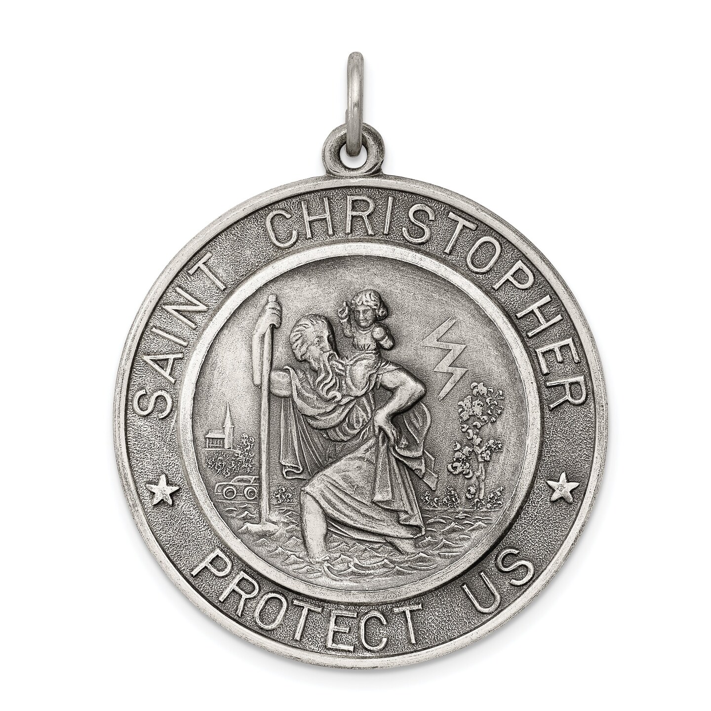 Sterling Silver Saint Christopher Round Medal