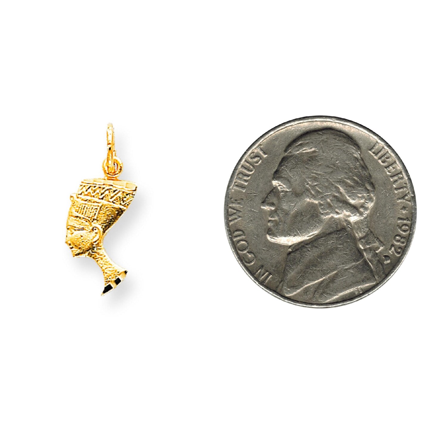 10K Yellow Gold Queen Nefertiti Charm Jewelry 20mm x 9mm