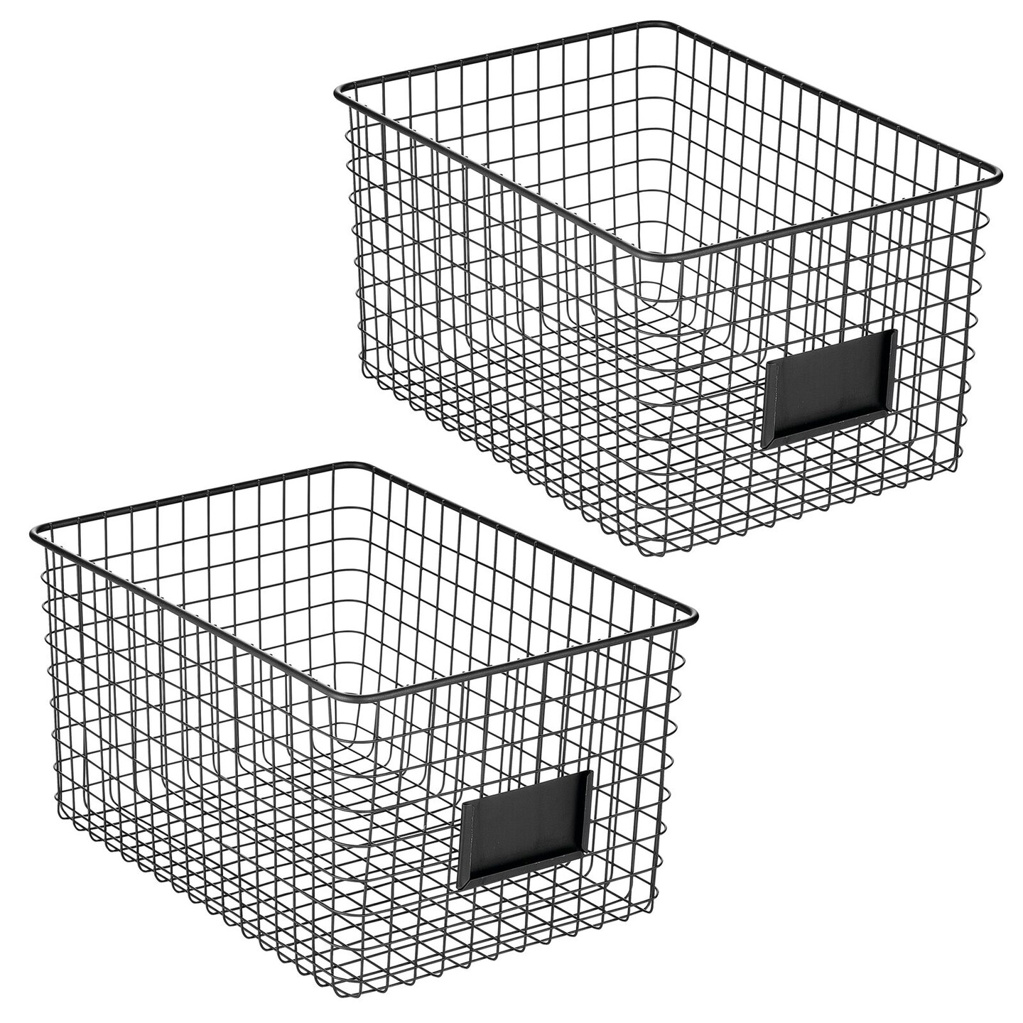 mDesign Bedroom Closet Storage Organizer Basket with Label Slot, 2 Pack