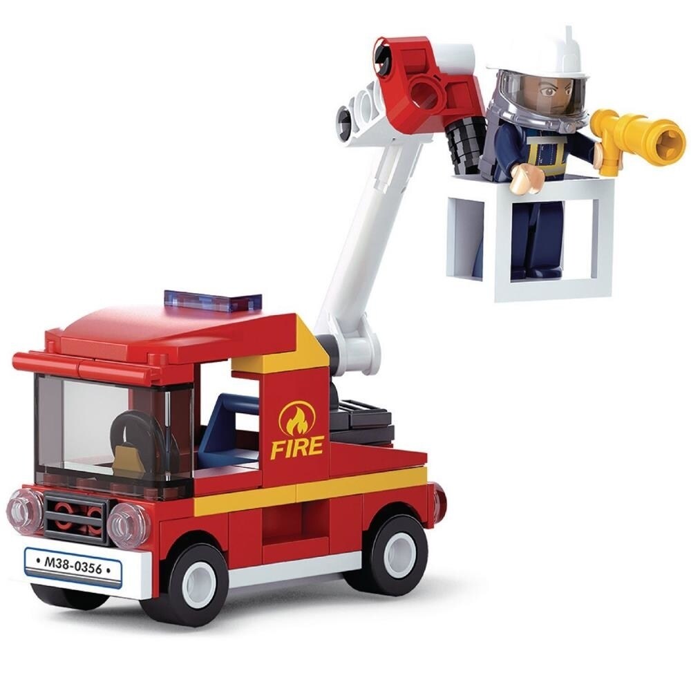 Sluban Kids Slu08602 Fire Truck Bucket Truck Building Blocks 82 Pcs Set Building Toy Fire Vehicle