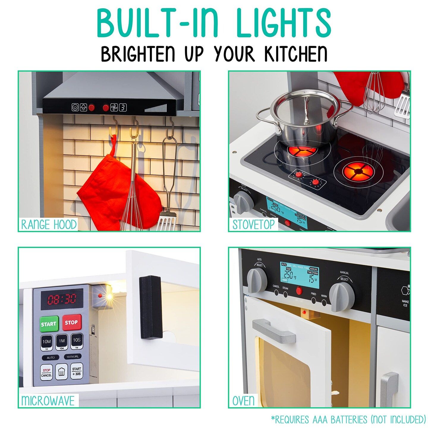 Lil&#x2019; Jumbl kitchen set for kids Interactive Kitchen Pretend Wooden Play Kitchen