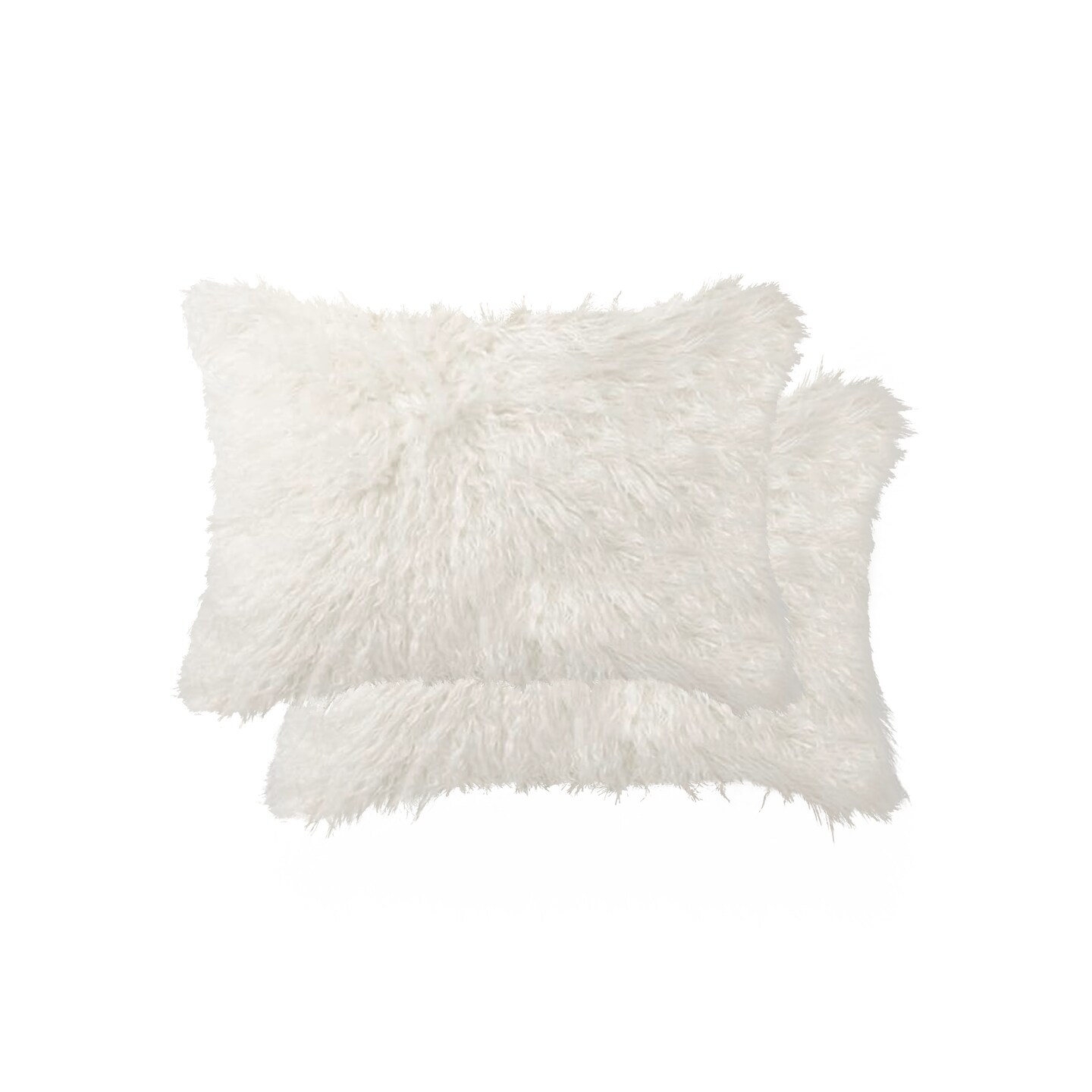 LUXE FAUX FUR 2 PACK BELTON FAUX SHEEPSKIN FUR PILLOW 12'X20" OFF WHITE