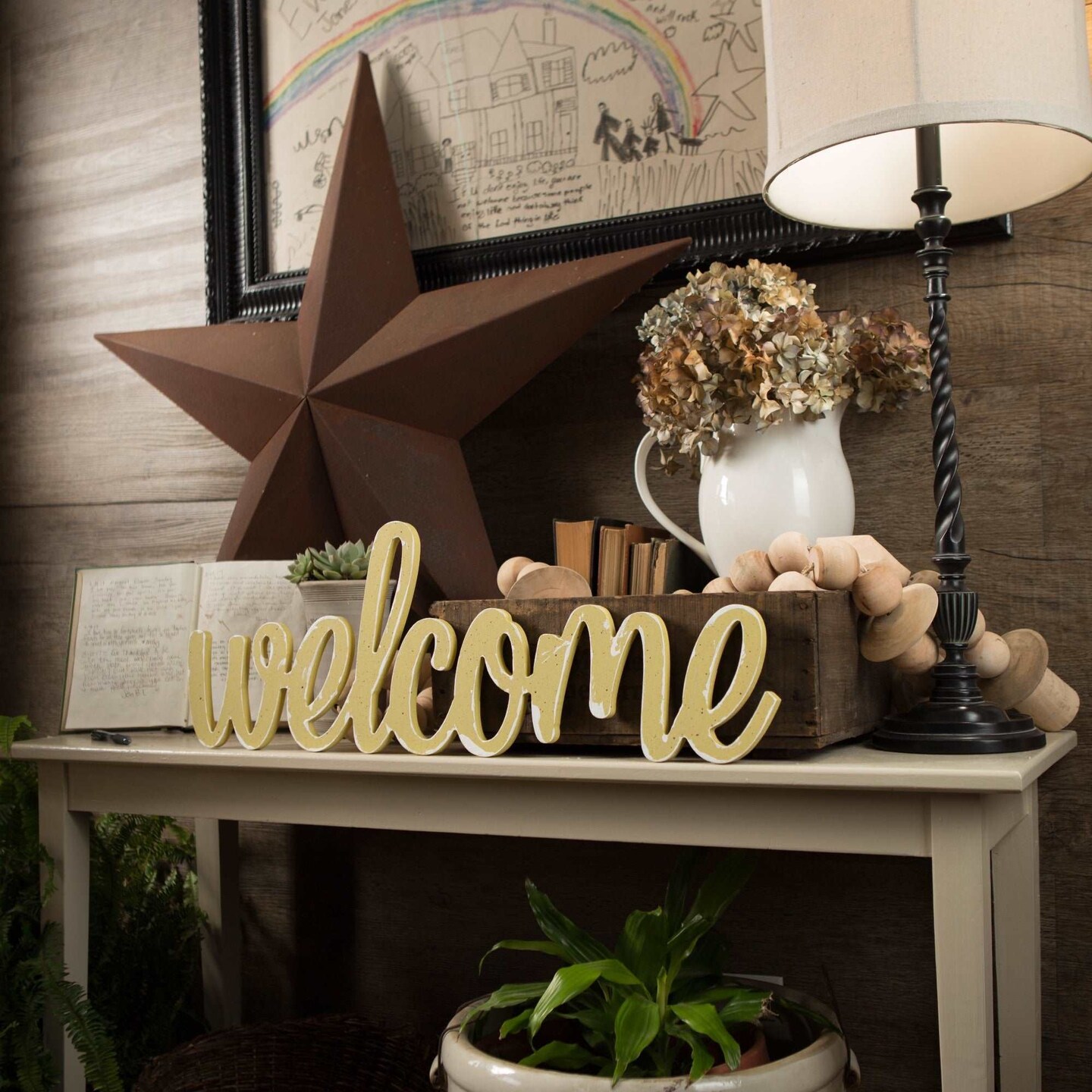18 in. Unfinished Wooden Cursive &#x22;Welcome&#x22;